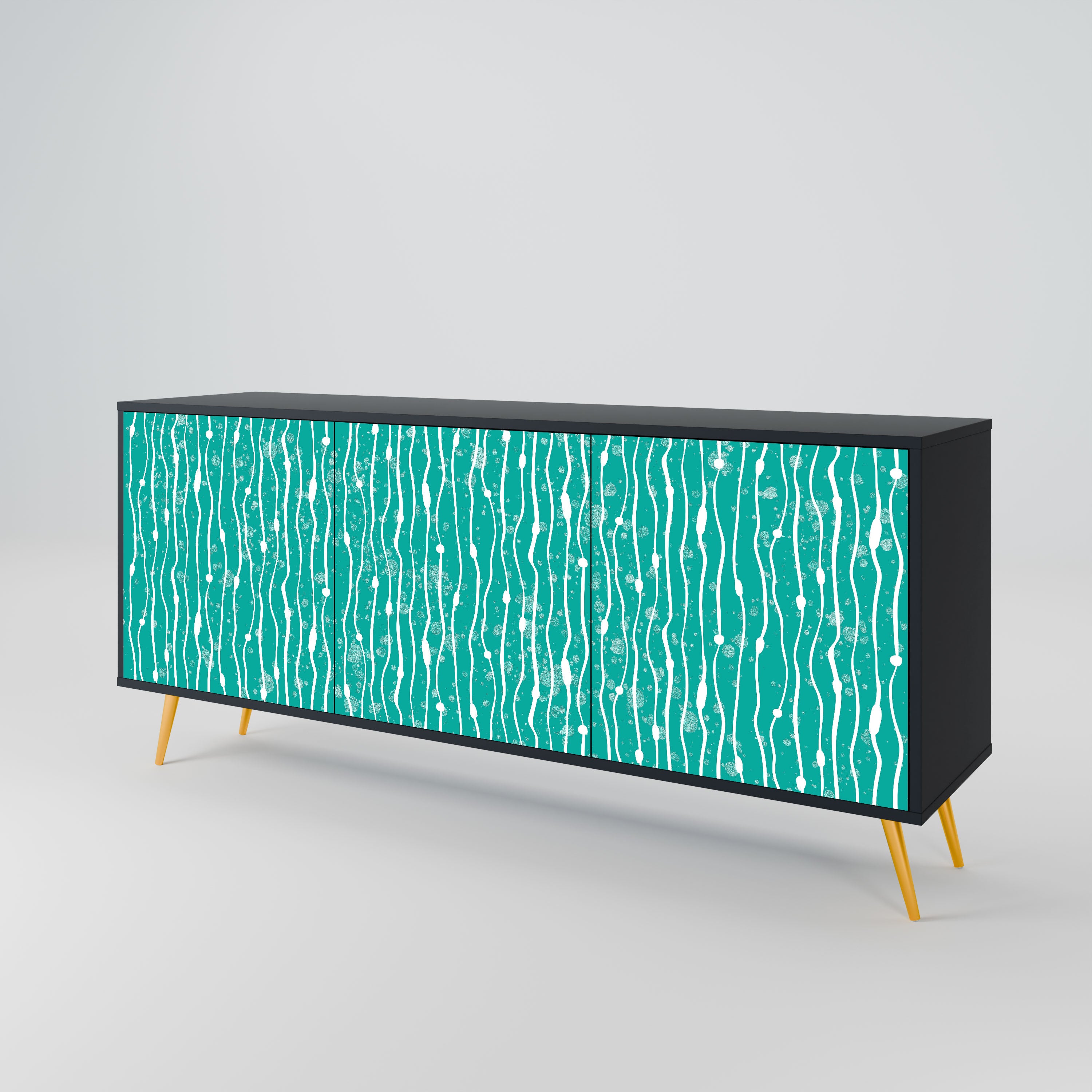 TURQUOISE RAIN Komoda 3-drzwiowa korpus Czarny