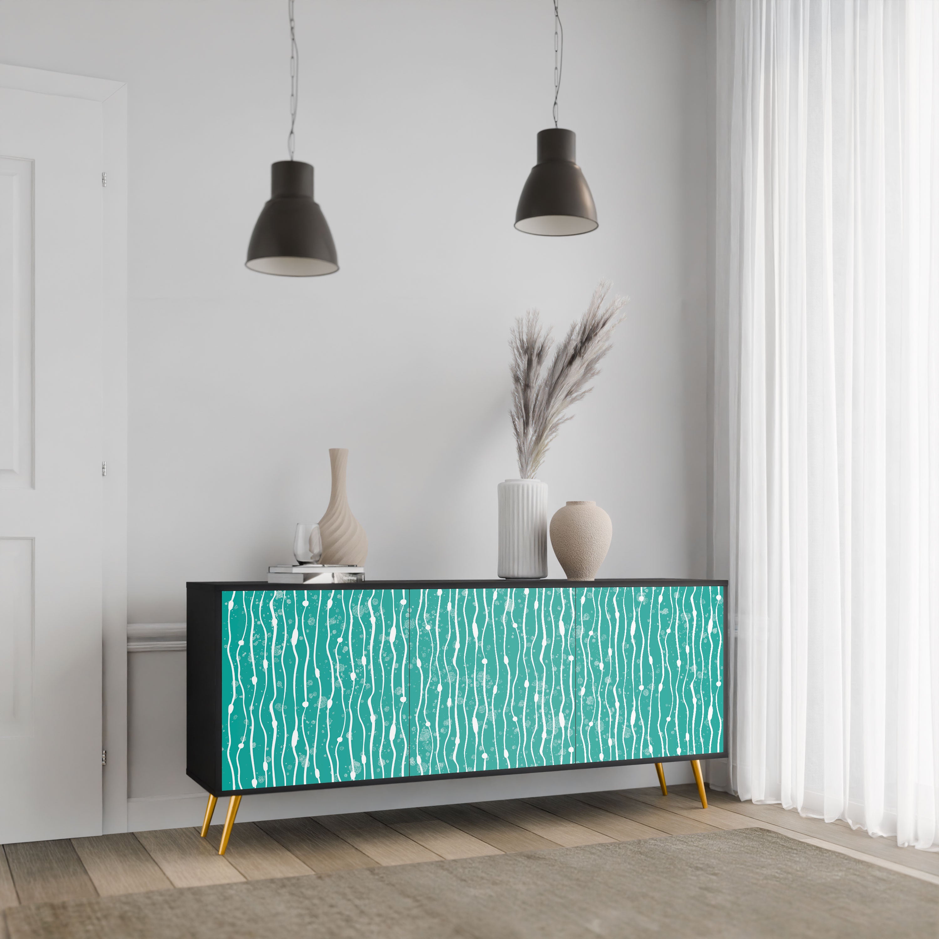 TURQUOISE RAIN Komoda 3-drzwiowa korpus Czarny