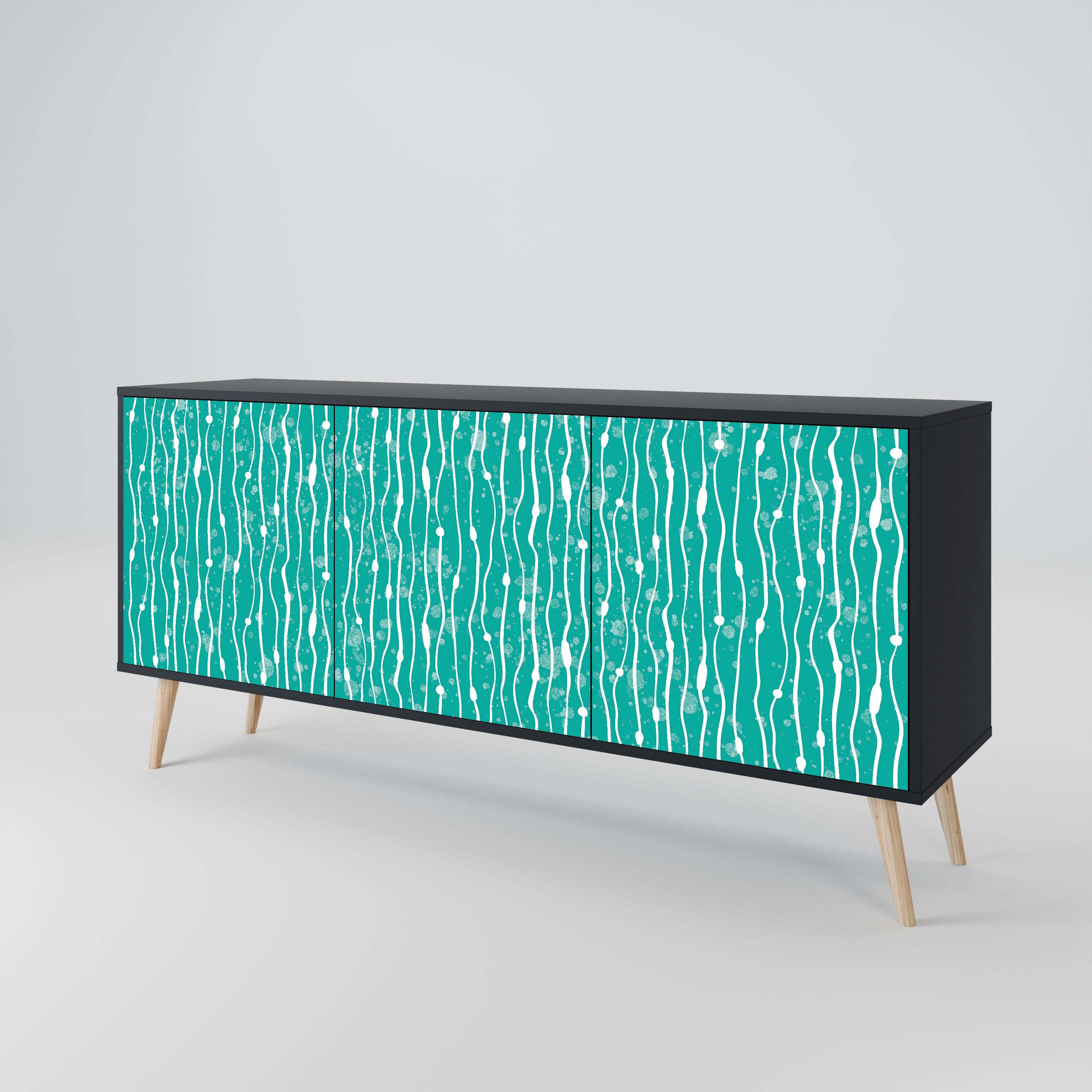TURQUOISE RAIN Komoda 3-drzwiowa korpus Czarny