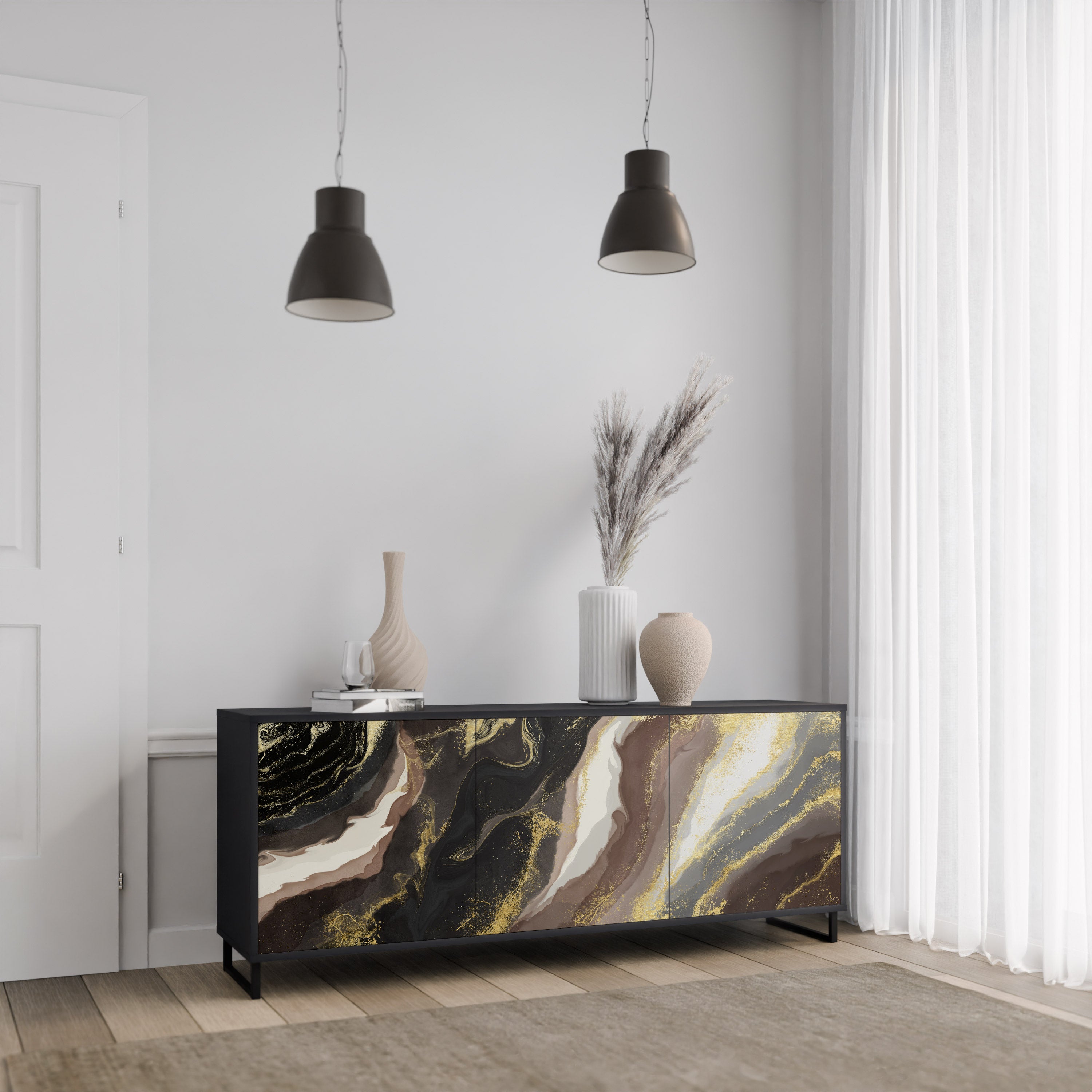 GOLD DUST Komoda 3-drzwiowa korpus Czarny
