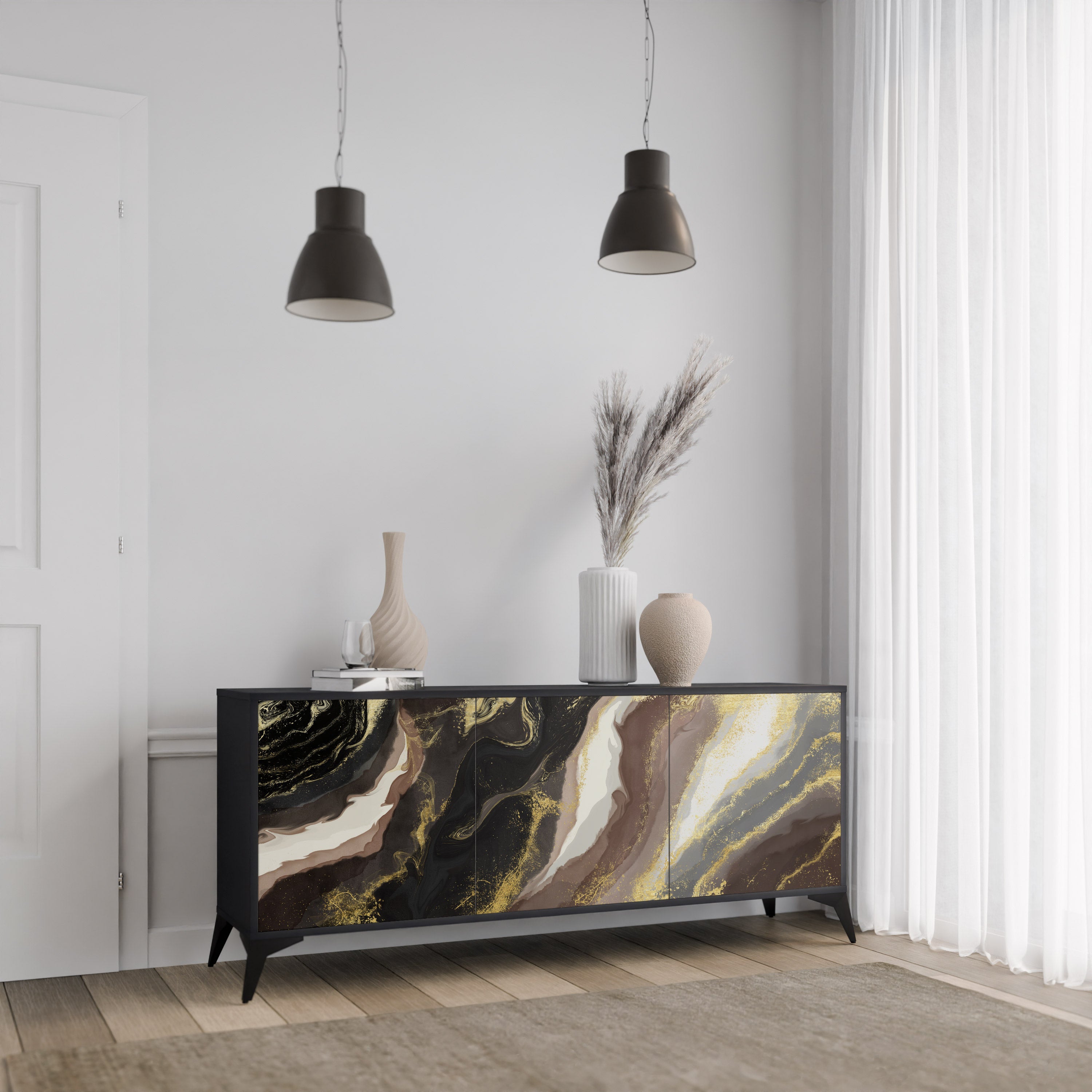 GOLD DUST Komoda 3-drzwiowa korpus Czarny