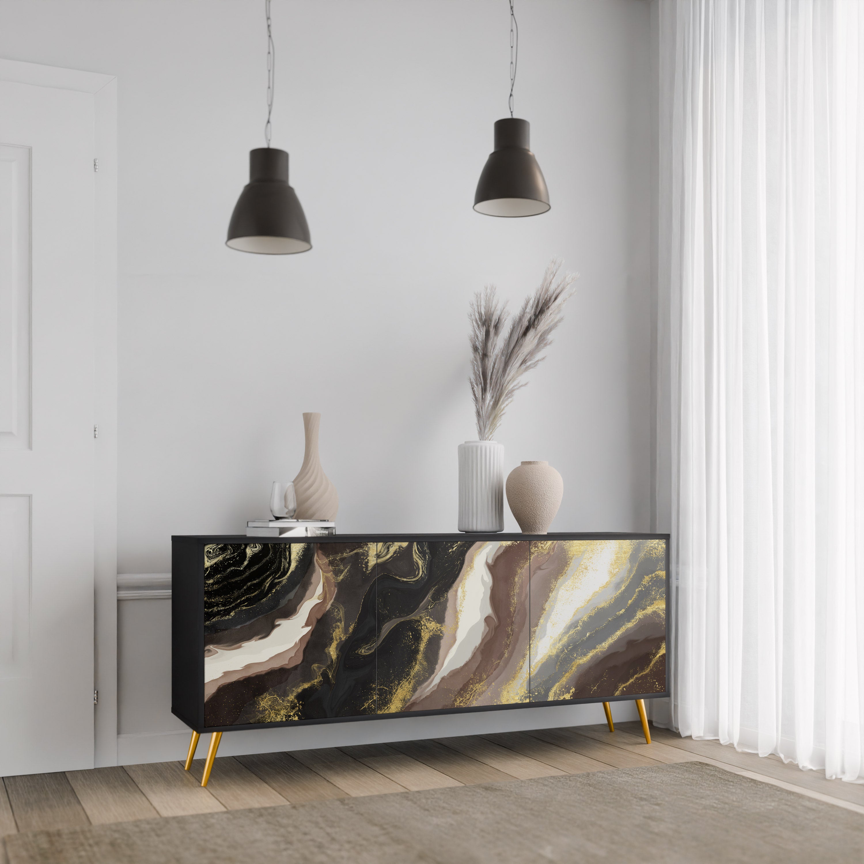 GOLD DUST Komoda 3-drzwiowa korpus Czarny