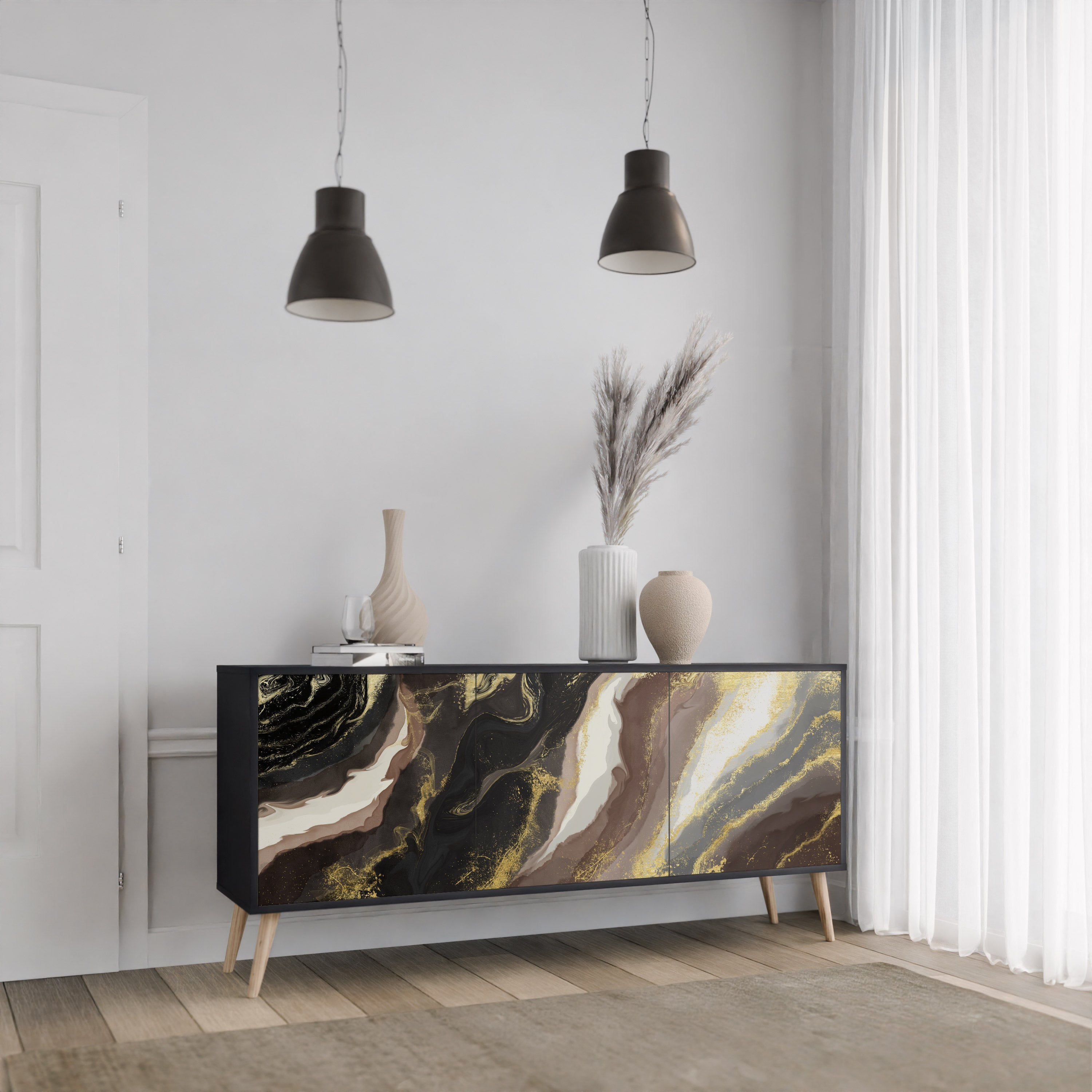 GOLD DUST Komoda 3-drzwiowa korpus Czarny