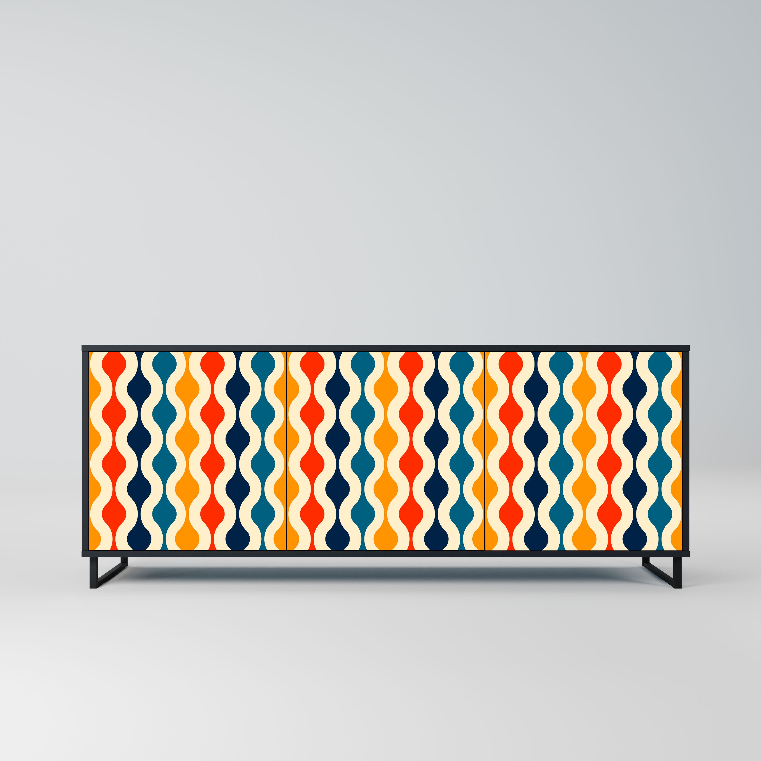 COLORFUL NOSTALGIA Komoda 3-drzwiowa korpus Czarny