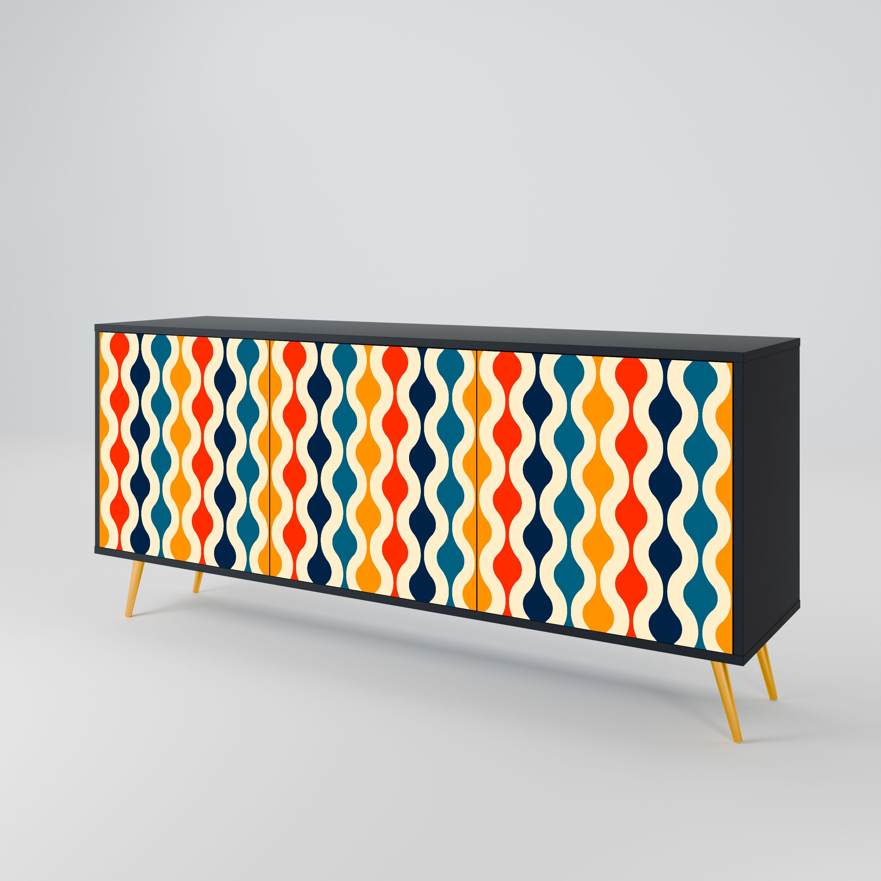COLORFUL NOSTALGIA Komoda 3-drzwiowa korpus Czarny