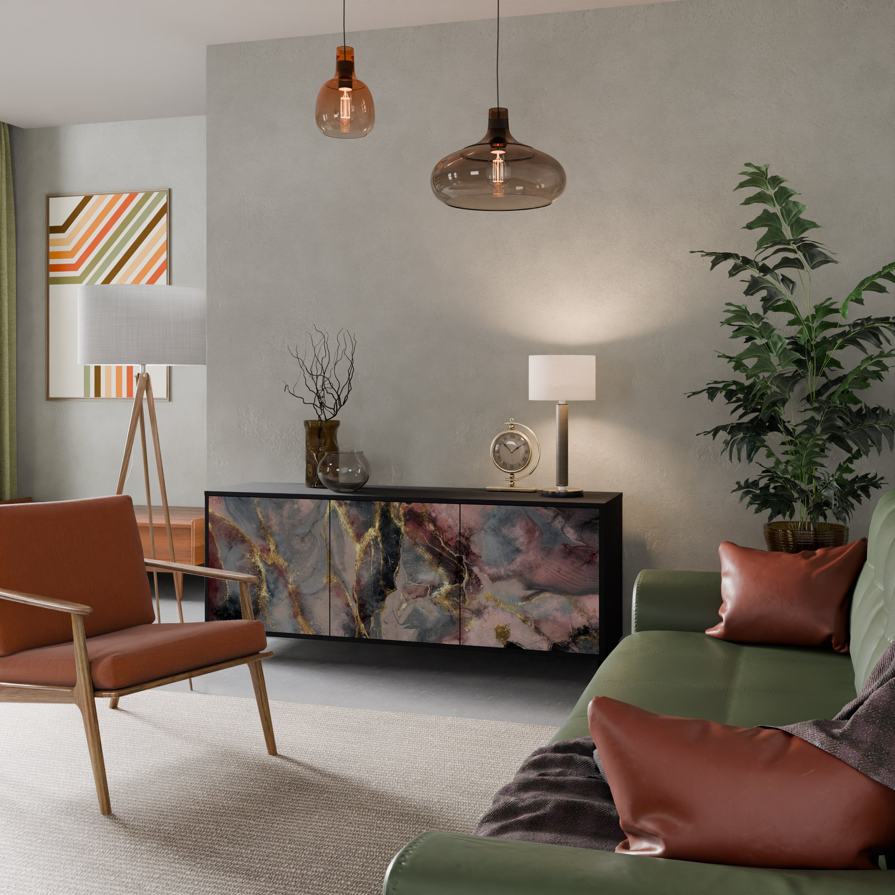 GOLDEN TIDES Komoda 3-drzwiowa korpus Czarny