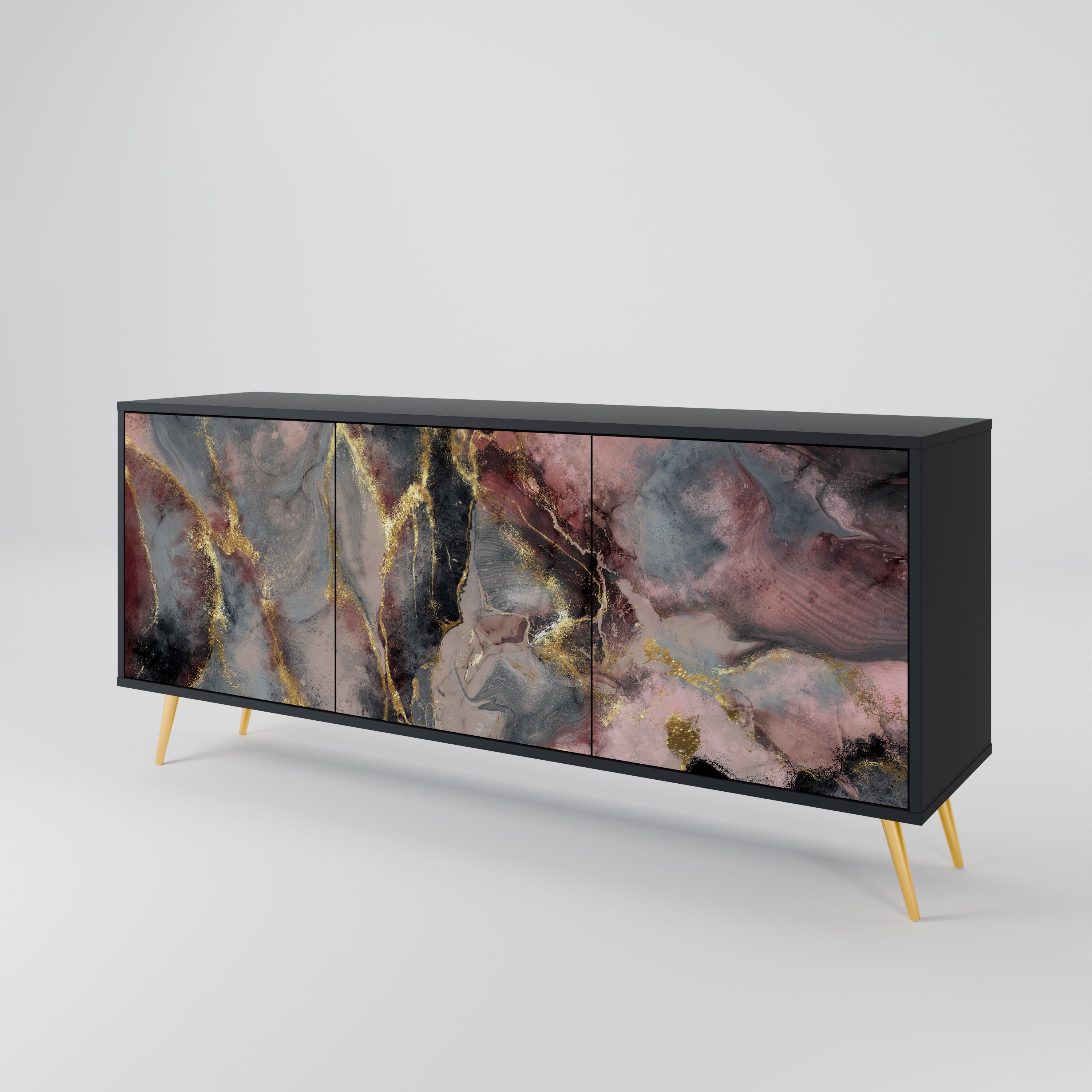 GOLDEN TIDES Komoda 3-drzwiowa korpus Czarny