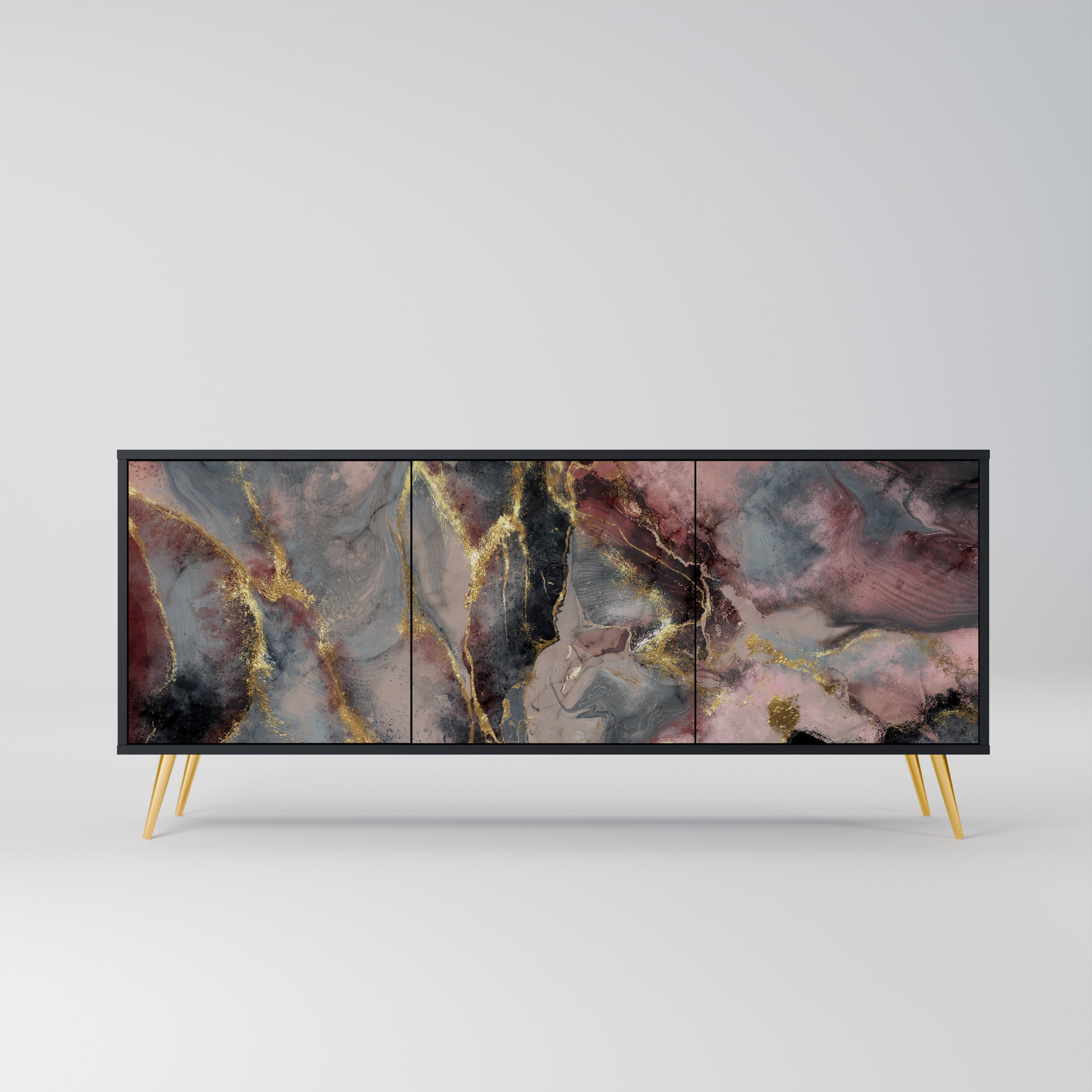 GOLDEN TIDES Komoda 3-drzwiowa korpus Czarny