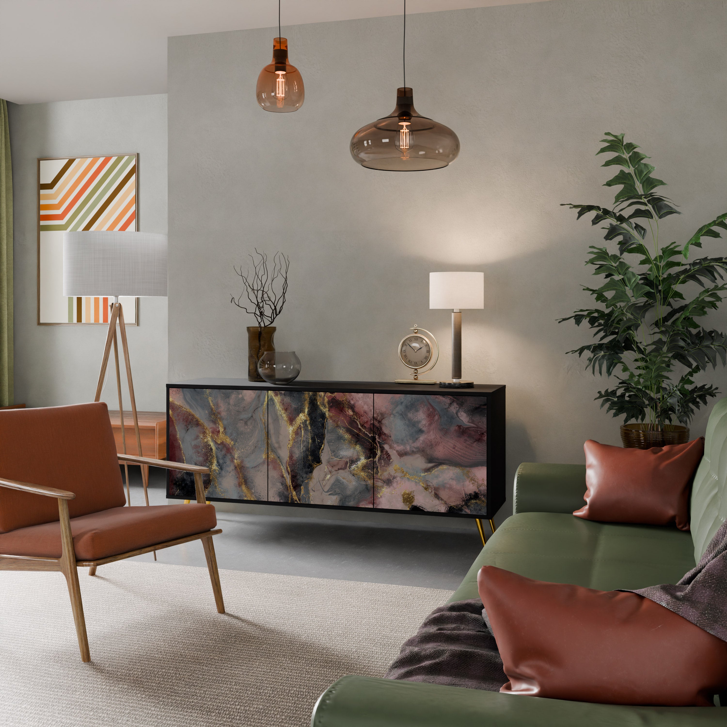 GOLDEN TIDES Komoda 3-drzwiowa korpus Czarny