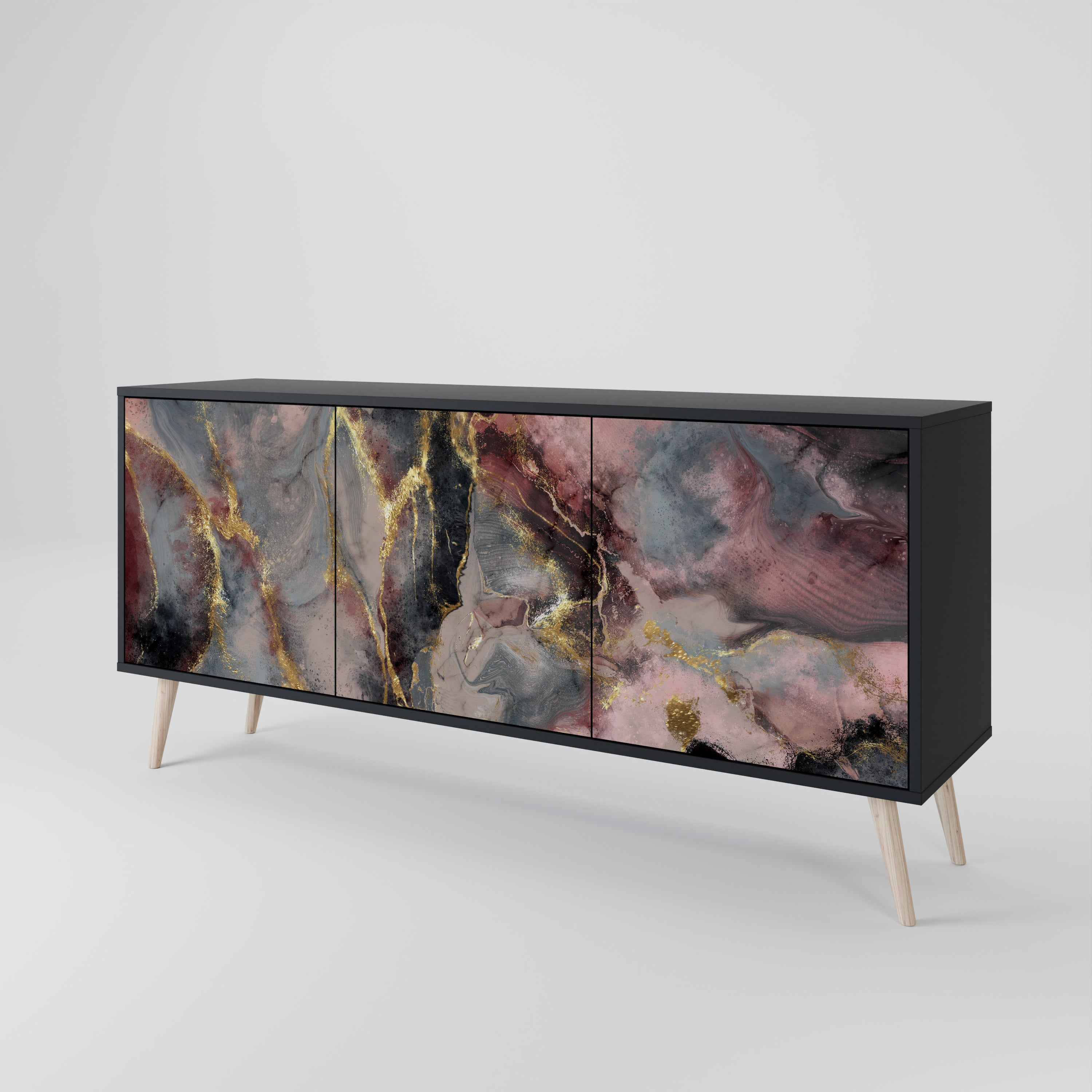 GOLDEN TIDES Komoda 3-drzwiowa korpus Czarny
