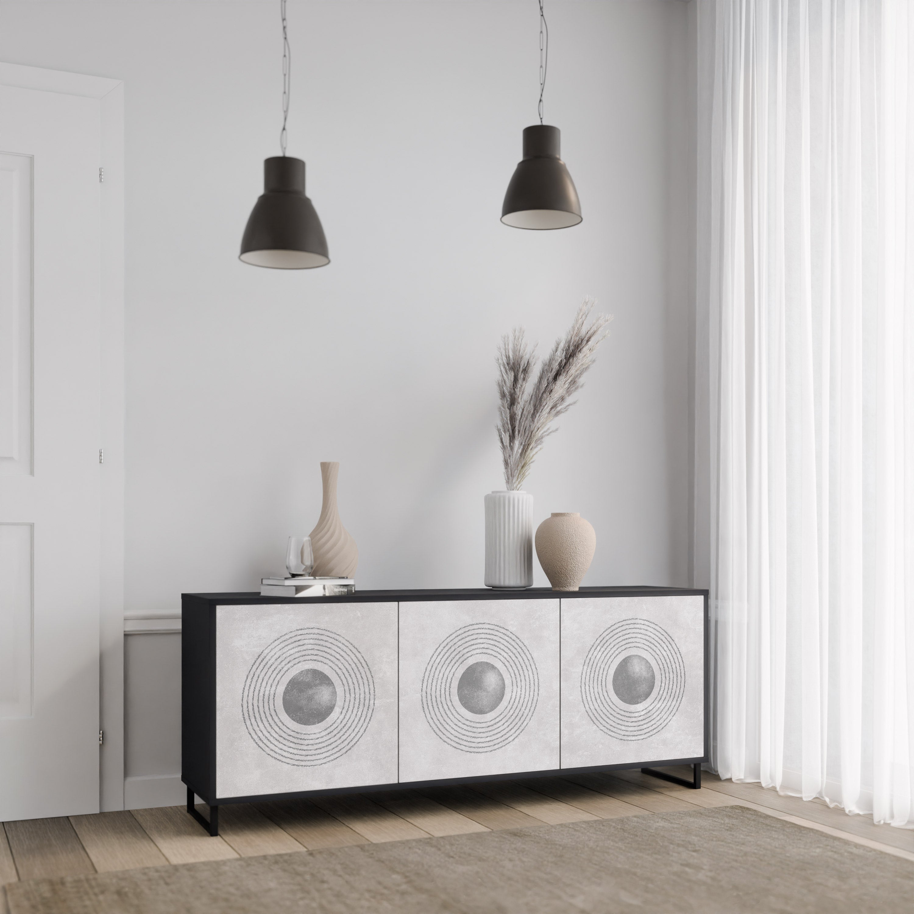 SOLID CIRCLES Komoda 3-drzwiowa korpus Czarny
