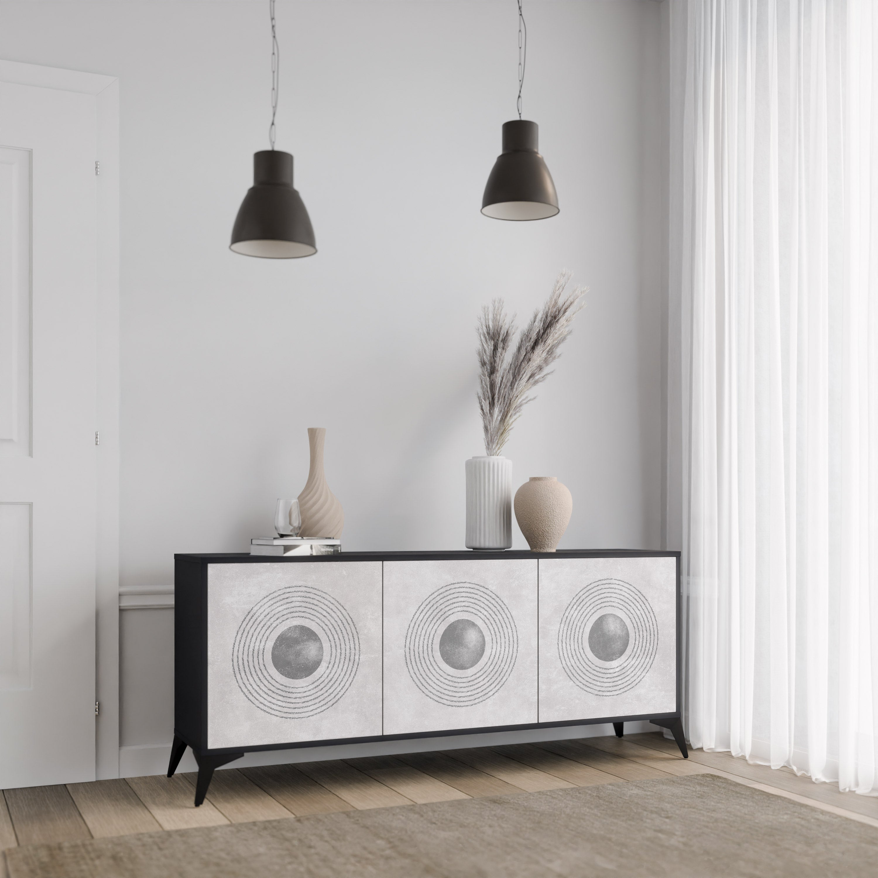 SOLID CIRCLES Komoda 3-drzwiowa korpus Czarny