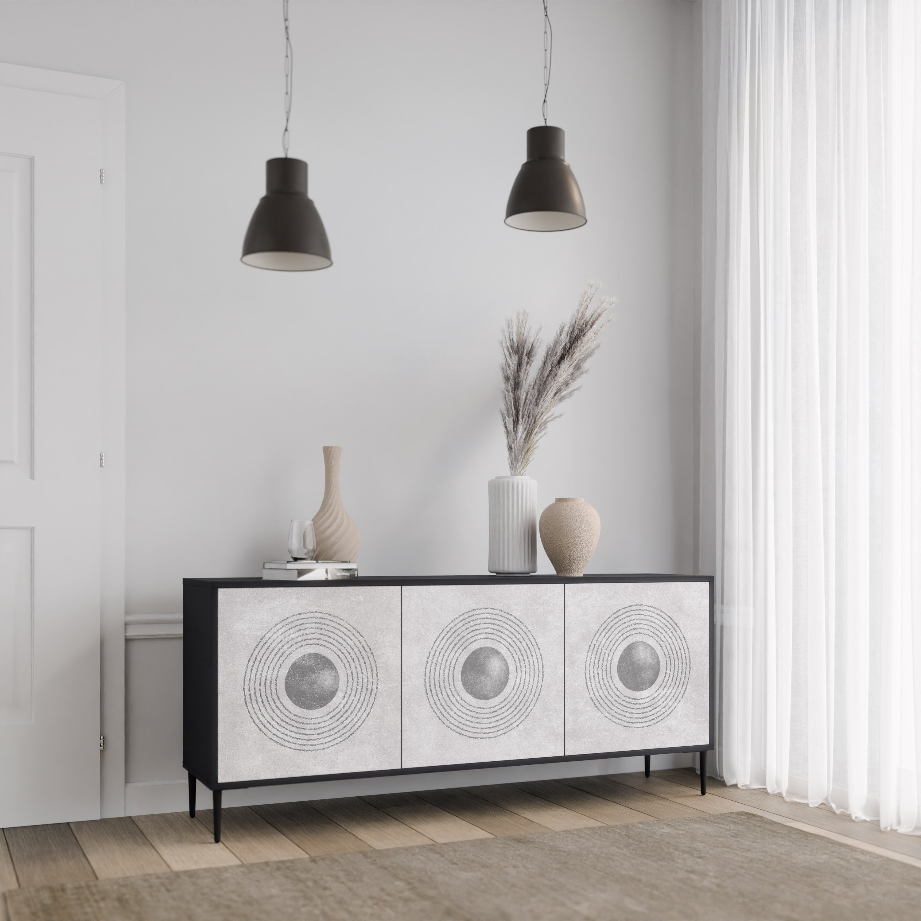 SOLID CIRCLES Komoda 3-drzwiowa korpus Czarny