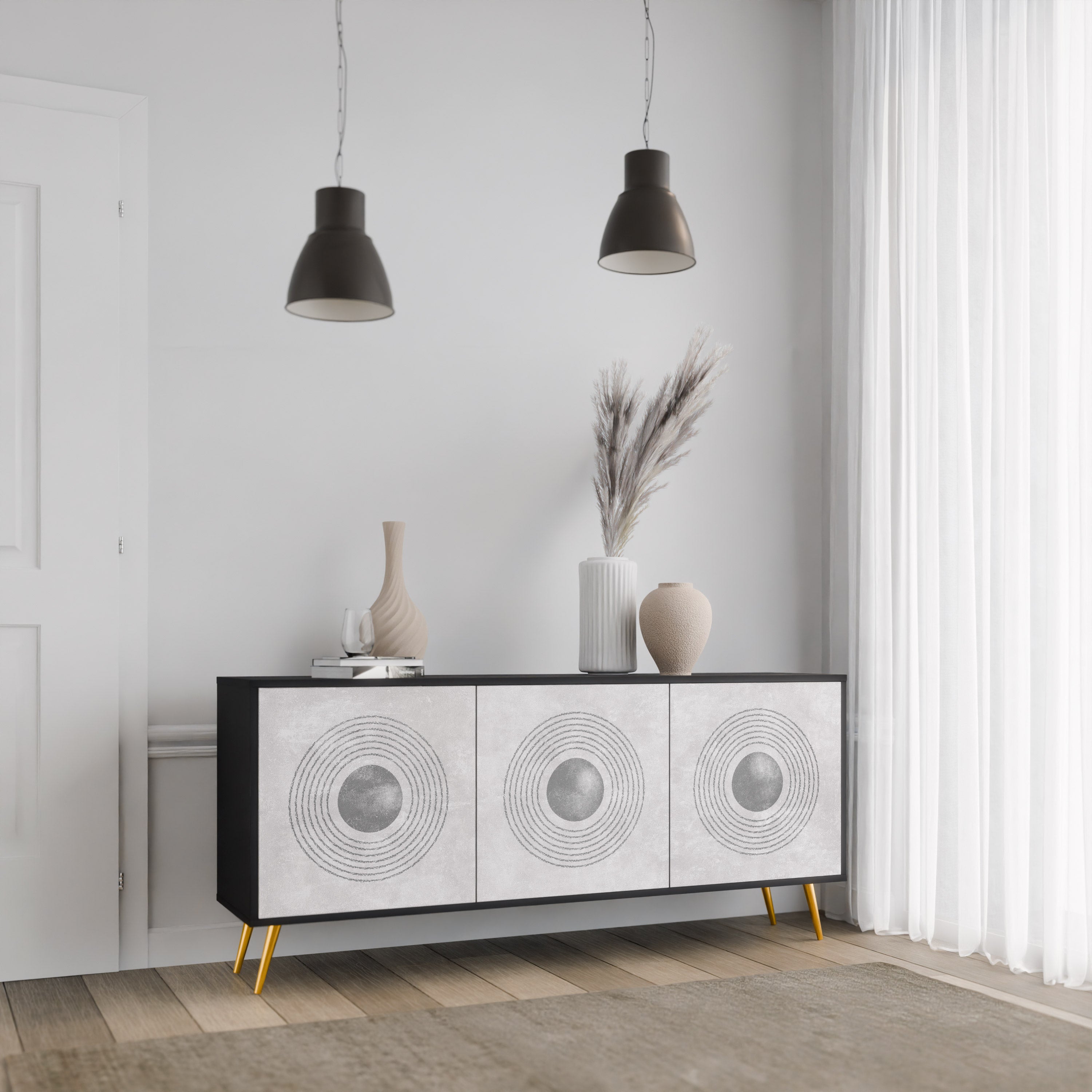 SOLID CIRCLES Komoda 3-drzwiowa korpus Czarny
