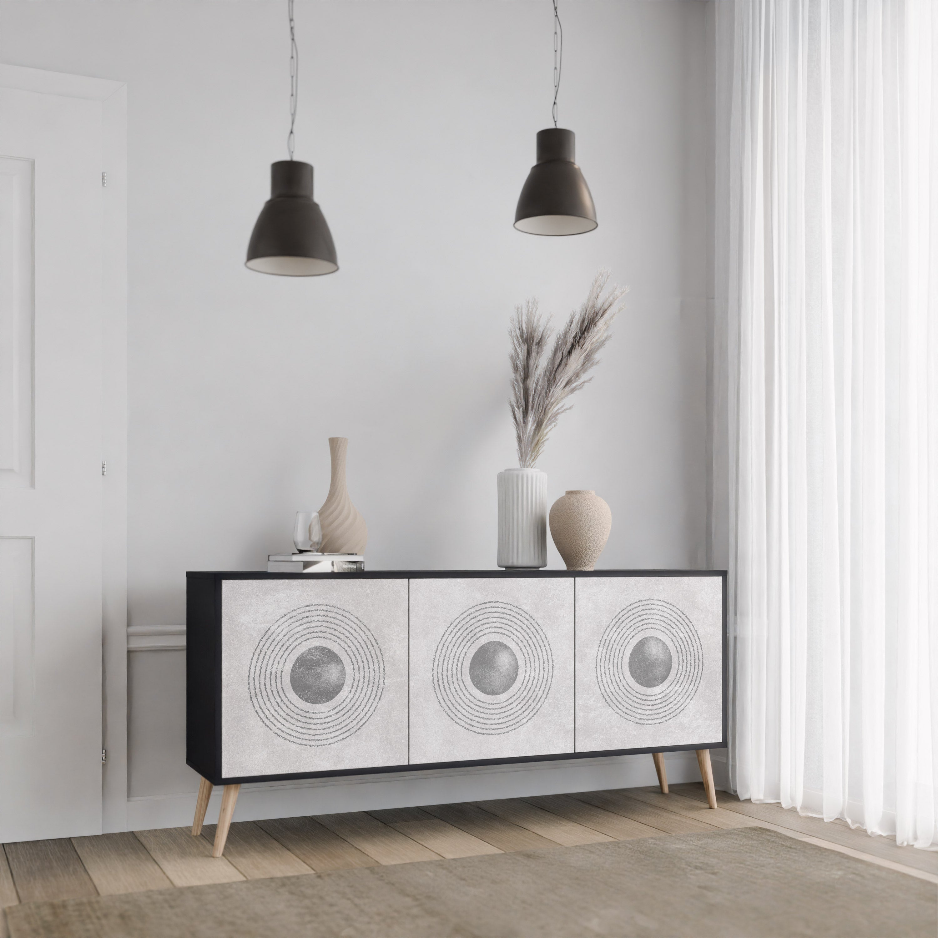 SOLID CIRCLES Komoda 3-drzwiowa korpus Czarny
