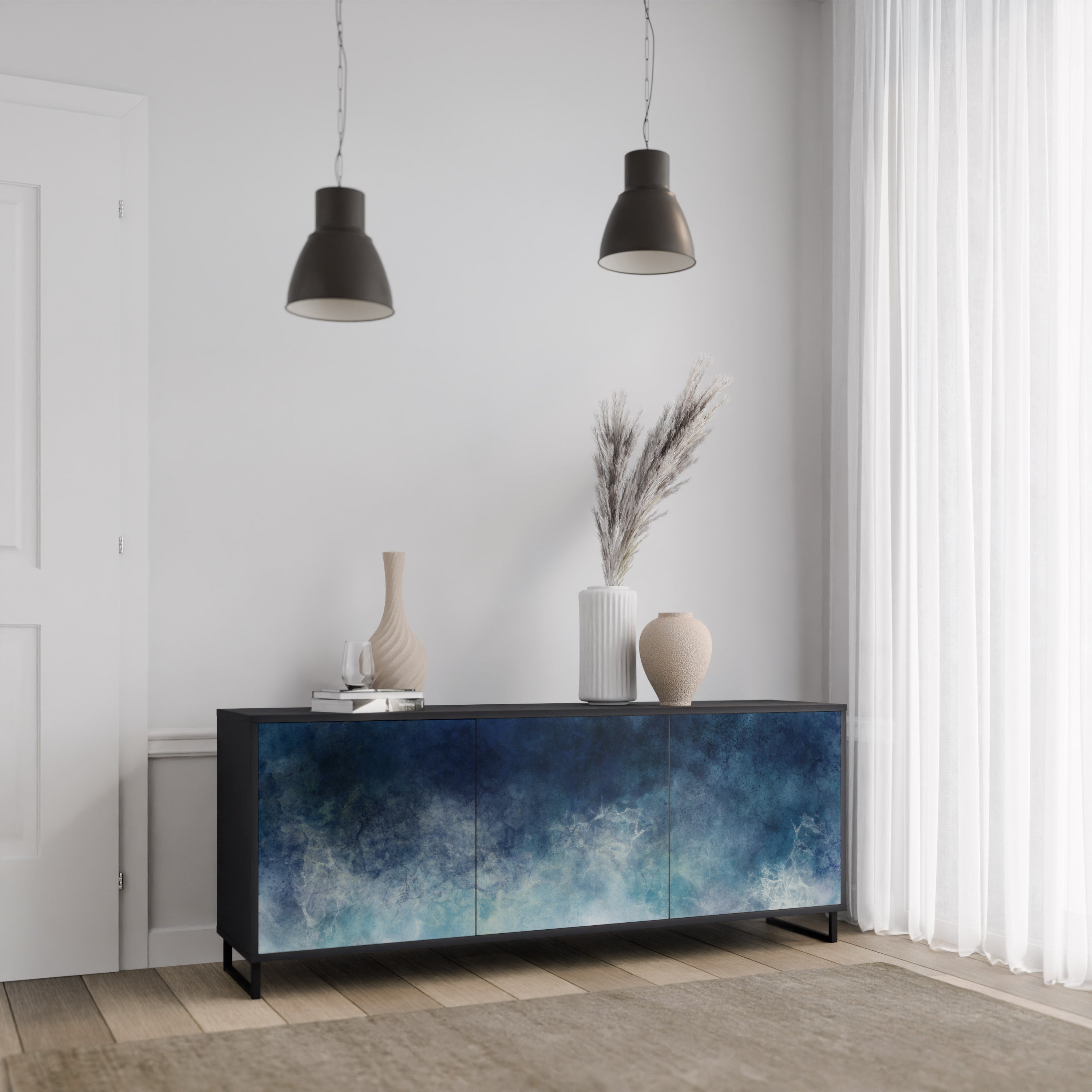 CELESTIAL FALL Komoda 3-drzwiowa korpus Czarny