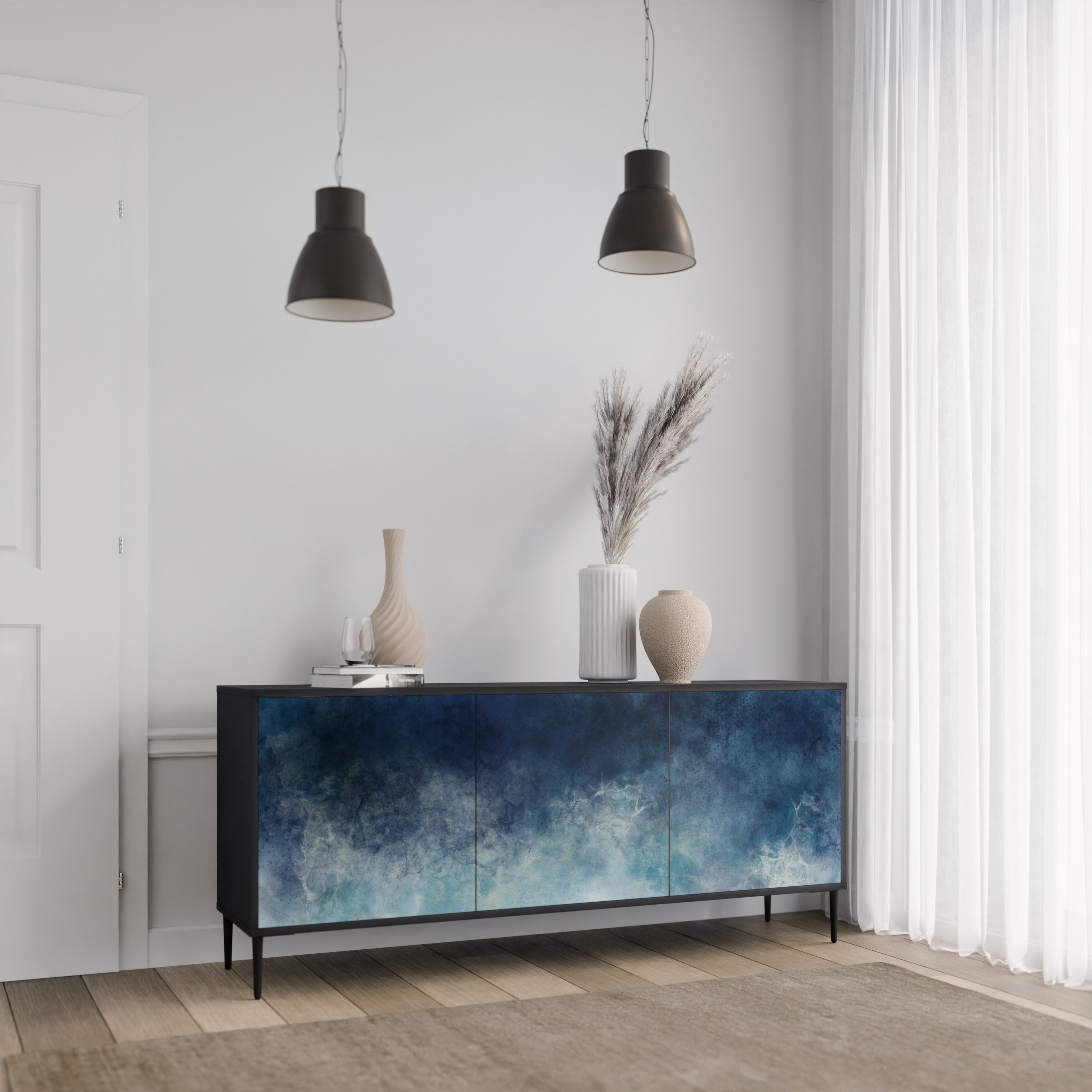 CELESTIAL FALL Komoda 3-drzwiowa korpus Czarny