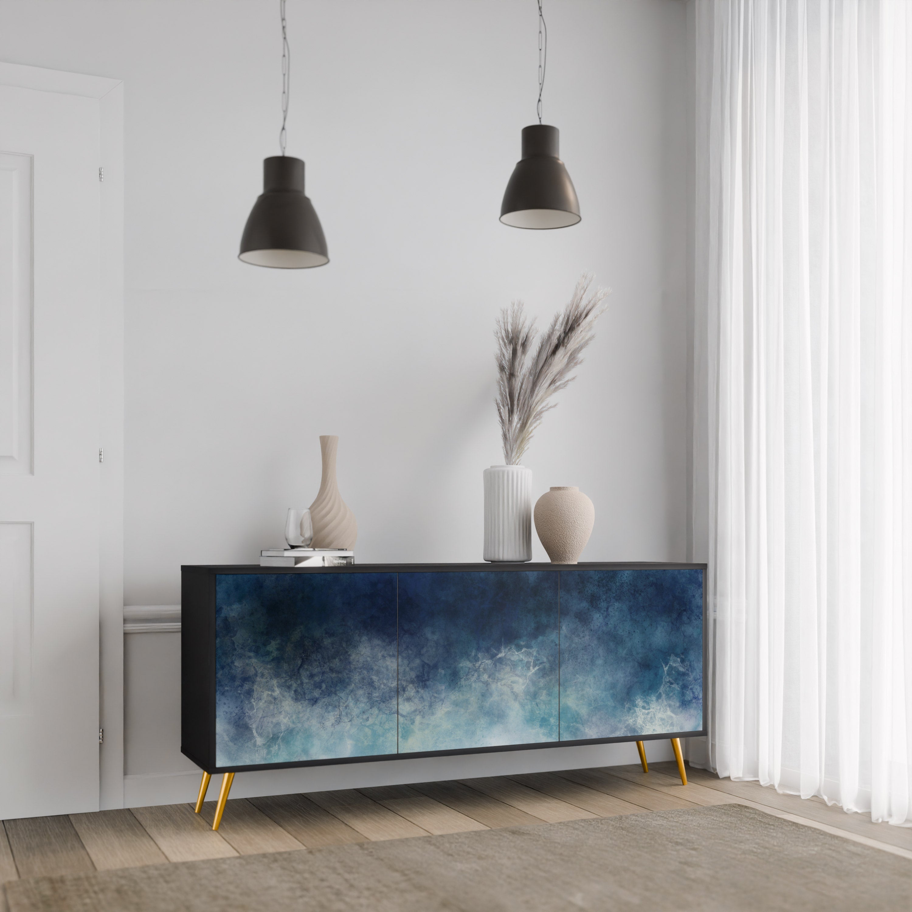 CELESTIAL FALL Komoda 3-drzwiowa korpus Czarny