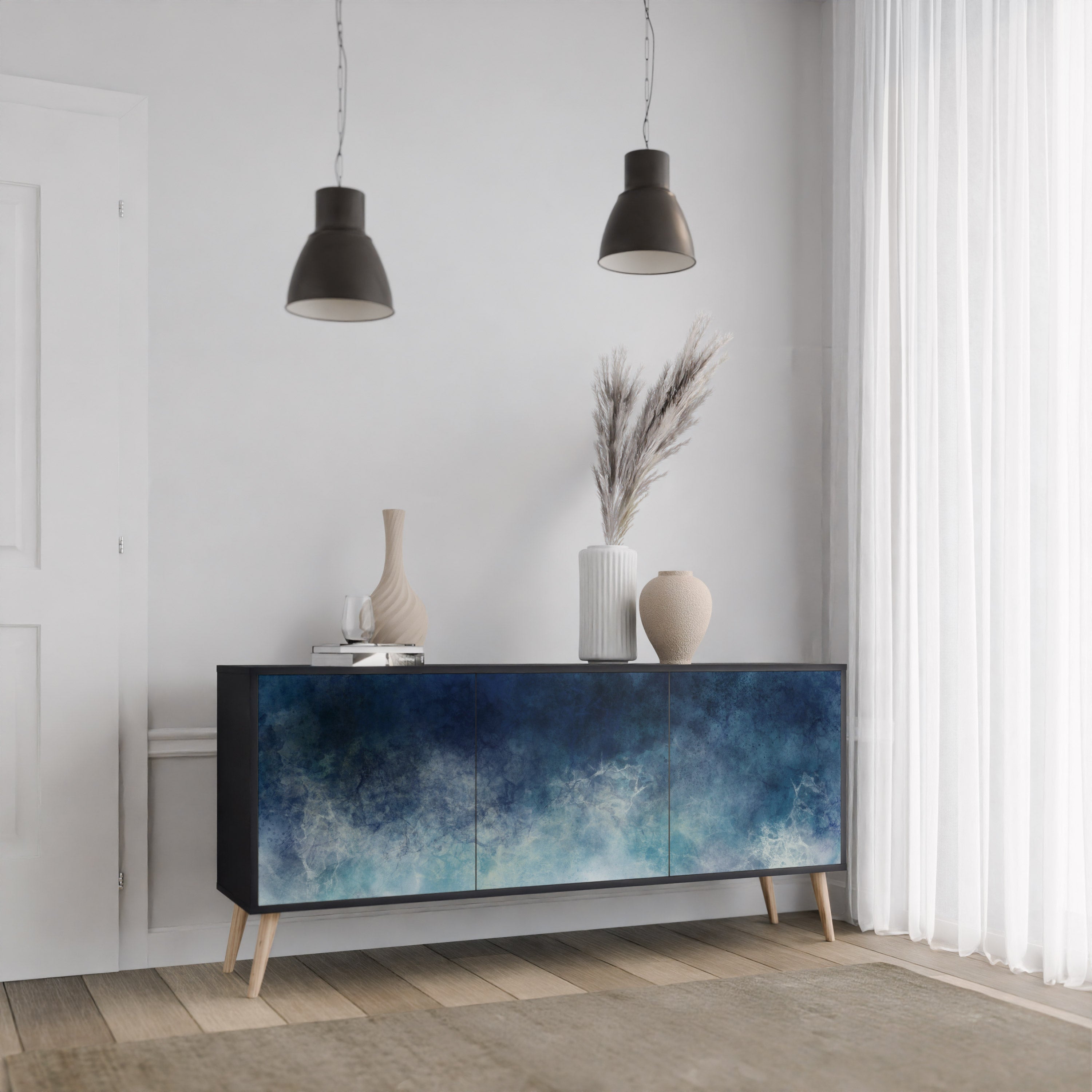 CELESTIAL FALL Komoda 3-drzwiowa korpus Czarny