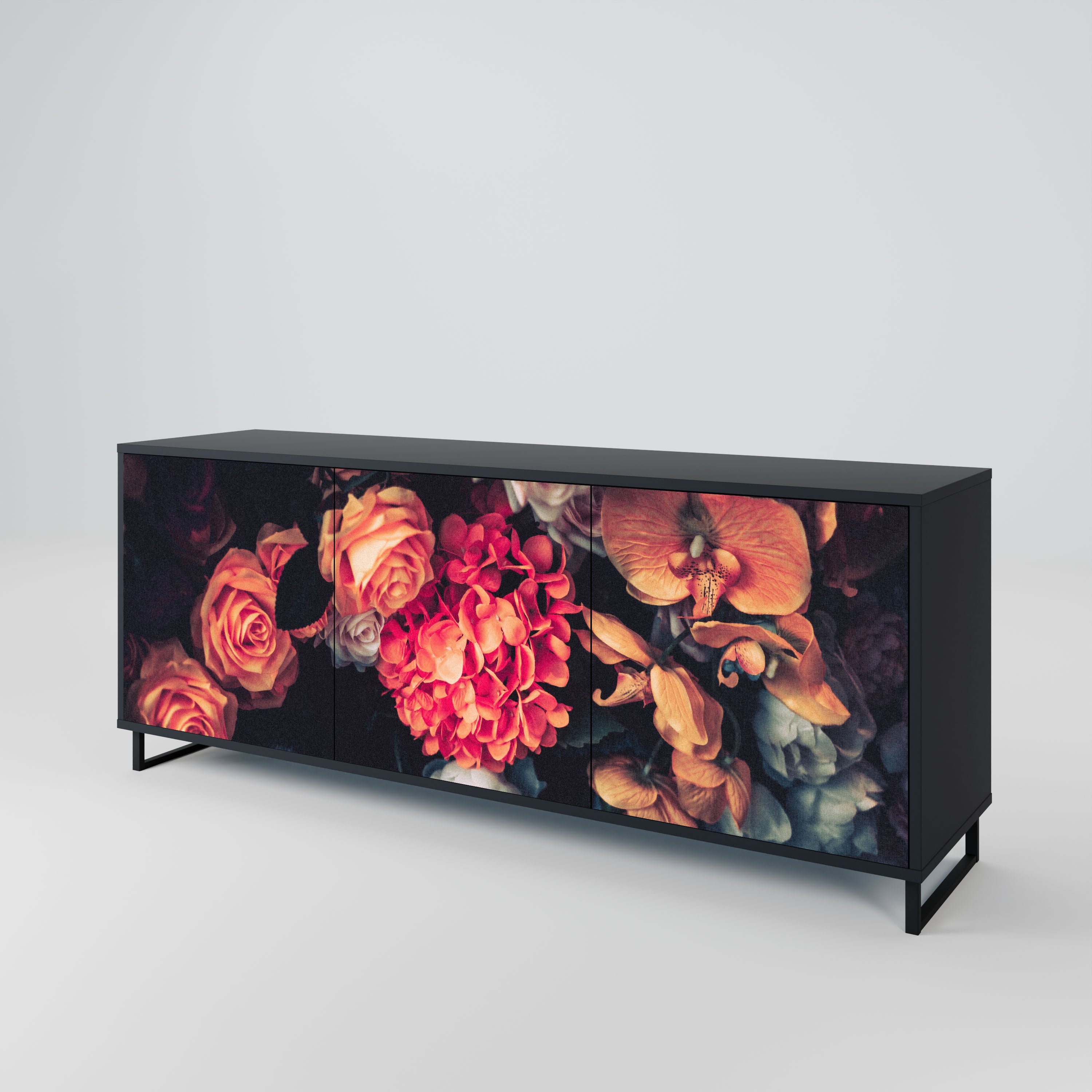 NEVERENDING BLOOM Komoda 3-drzwiowa korpus Czarny