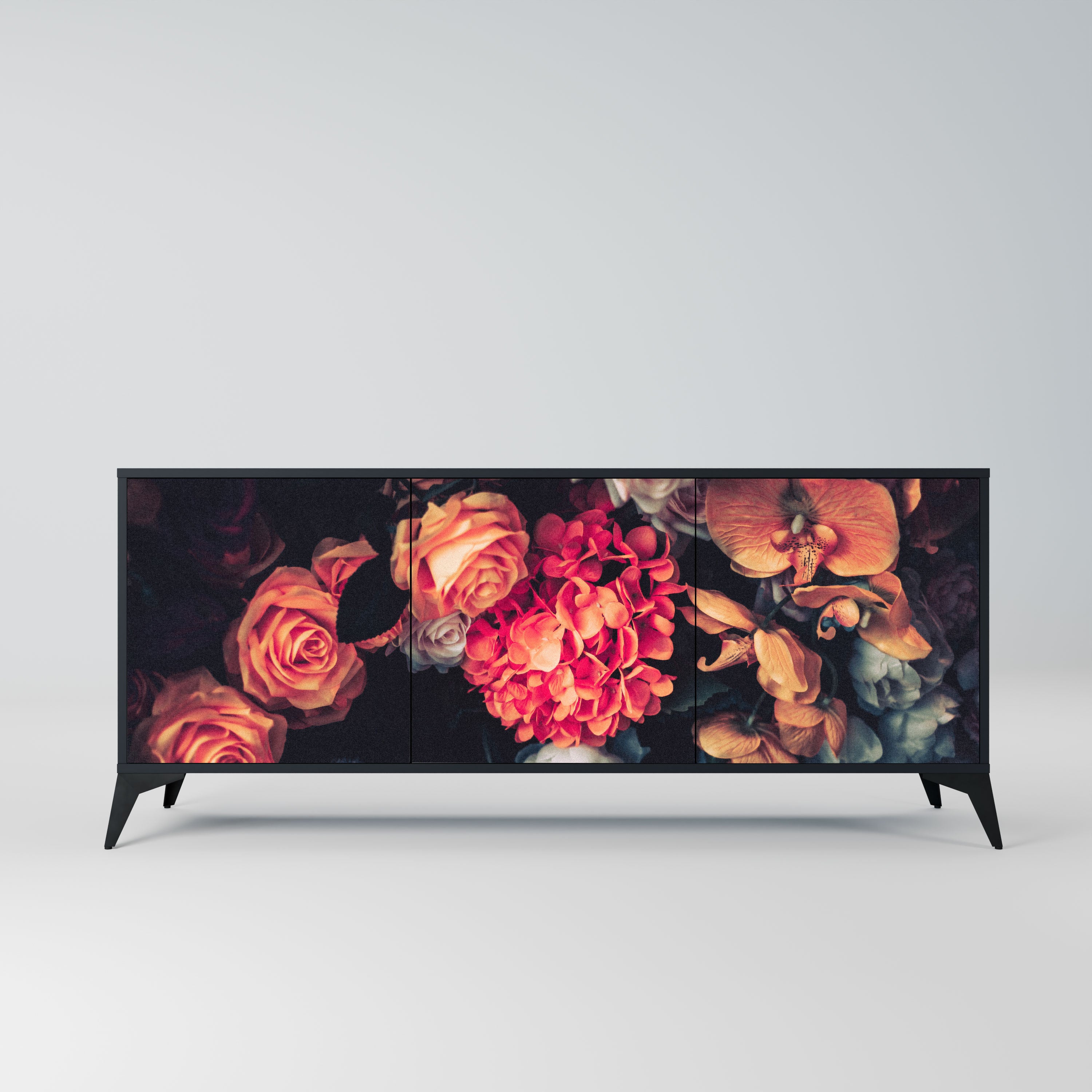 NEVERENDING BLOOM Komoda 3-drzwiowa korpus Czarny