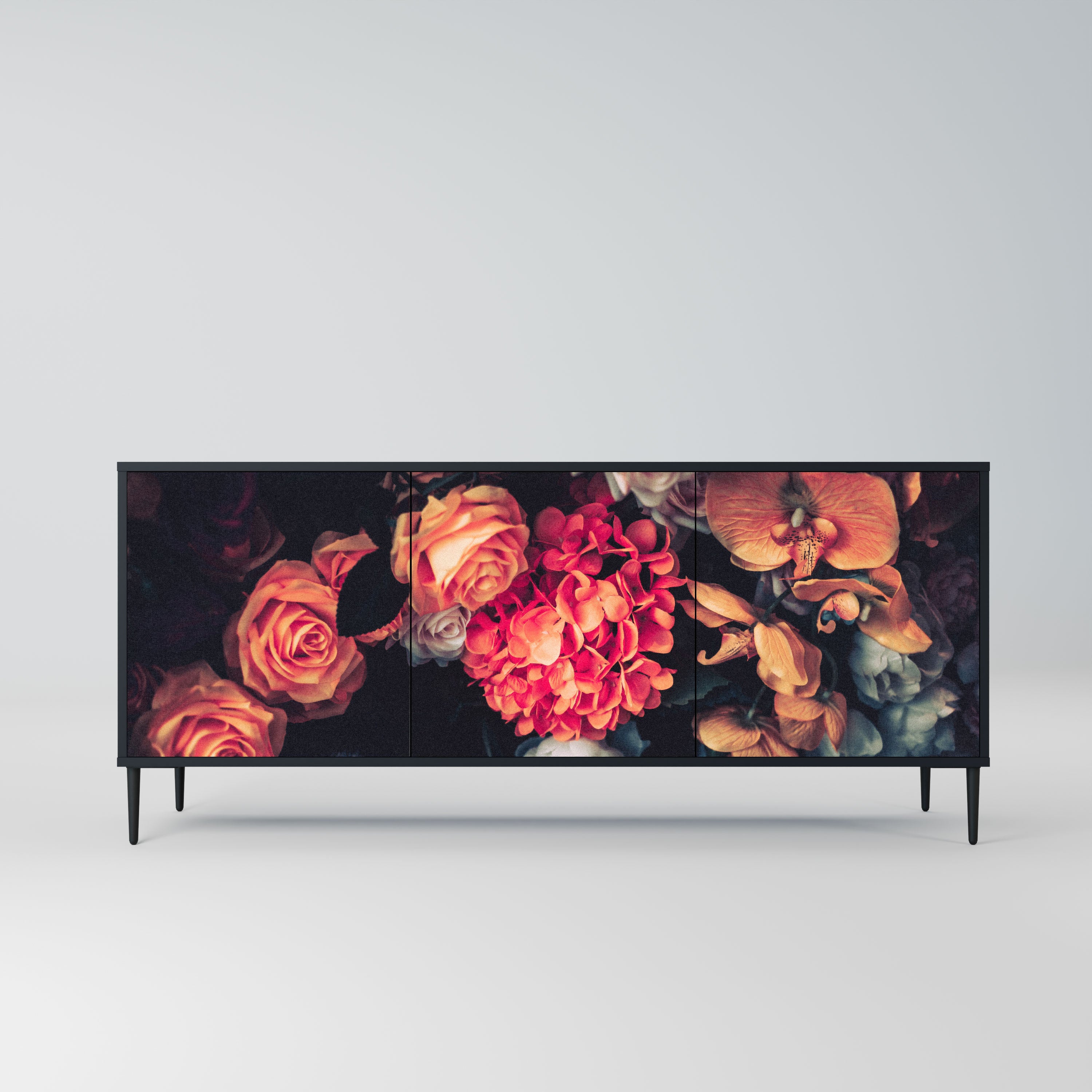 NEVERENDING BLOOM Komoda 3-drzwiowa korpus Czarny