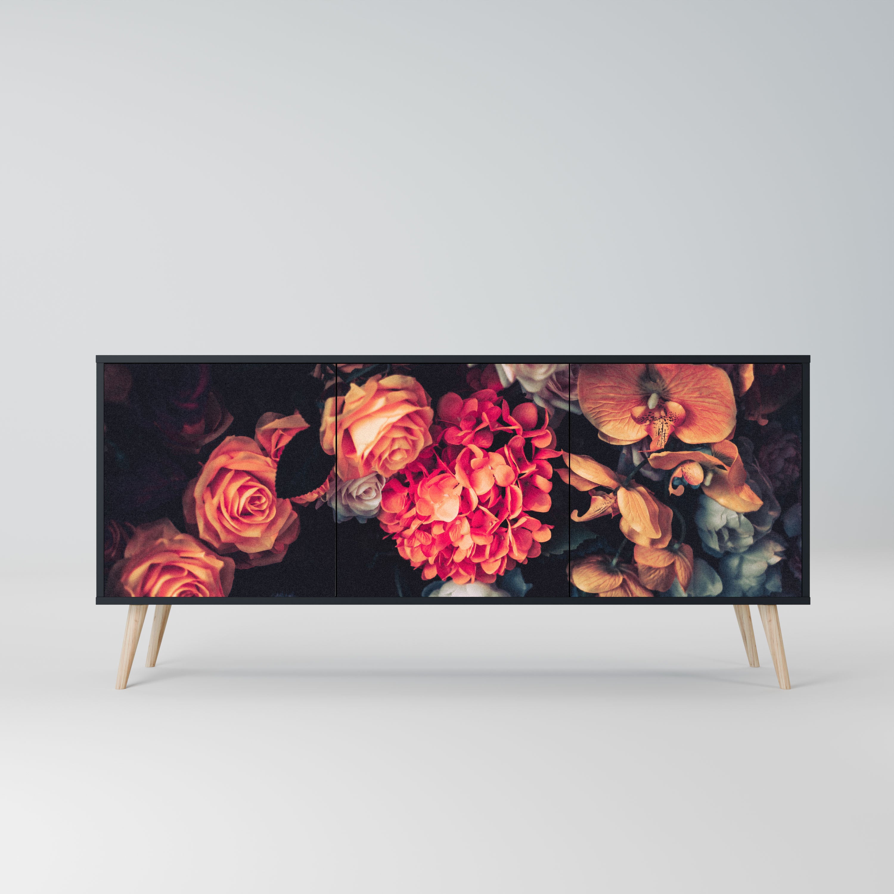 NEVERENDING BLOOM Komoda 3-drzwiowa korpus Czarny