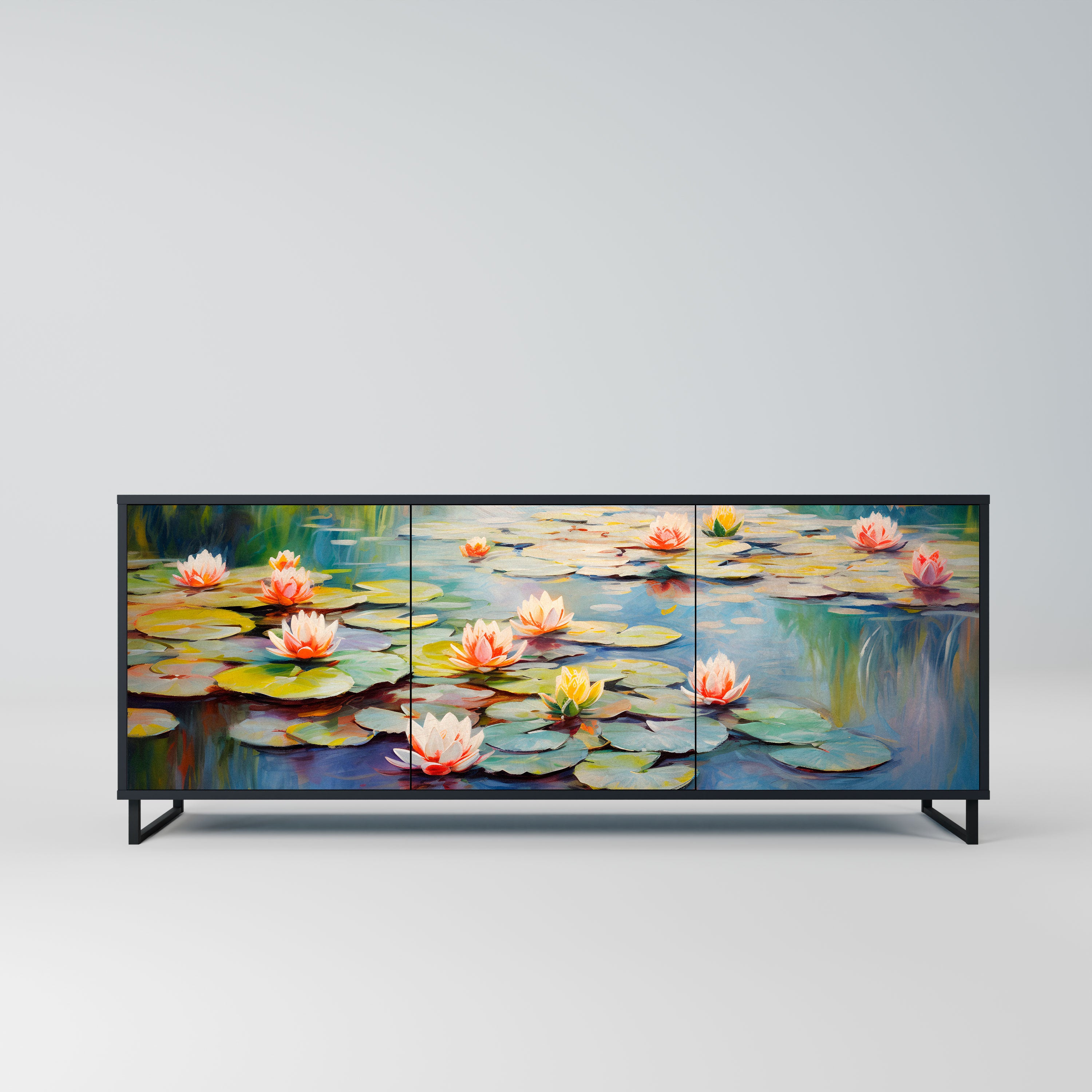 BLOOMING WATERS Komoda 3-drzwiowa korpus Czarny