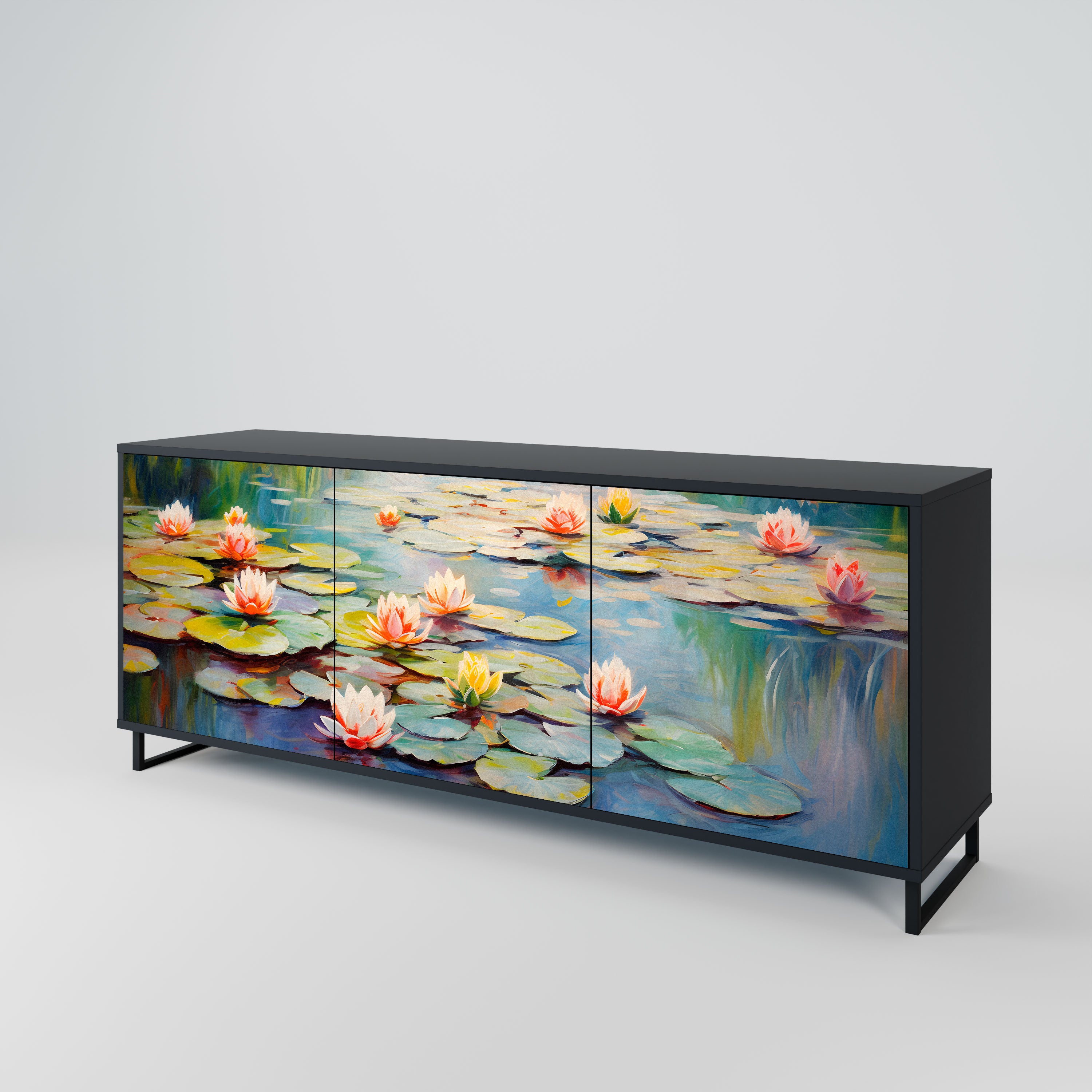 BLOOMING WATERS Komoda 3-drzwiowa korpus Czarny