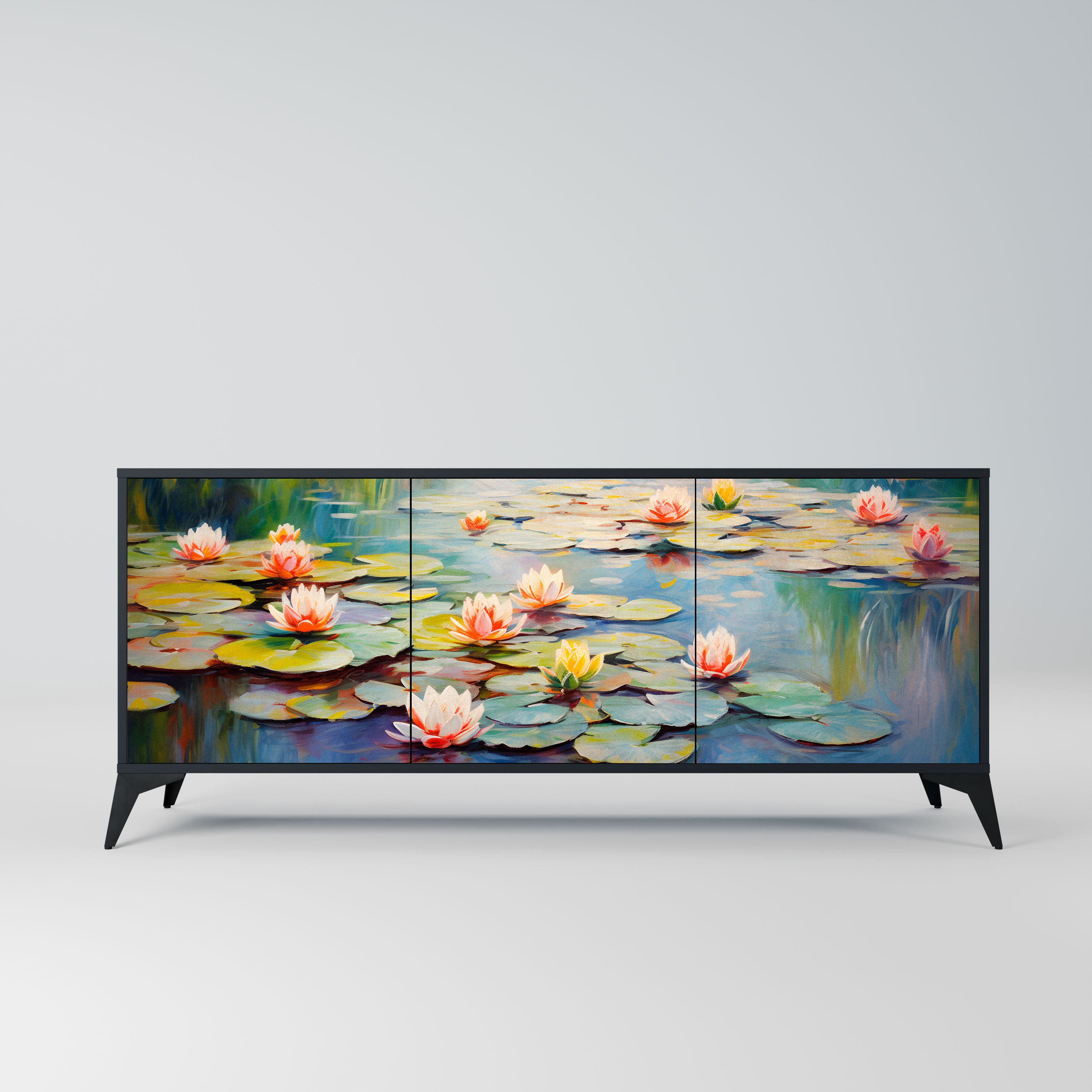 BLOOMING WATERS Komoda 3-drzwiowa korpus Czarny