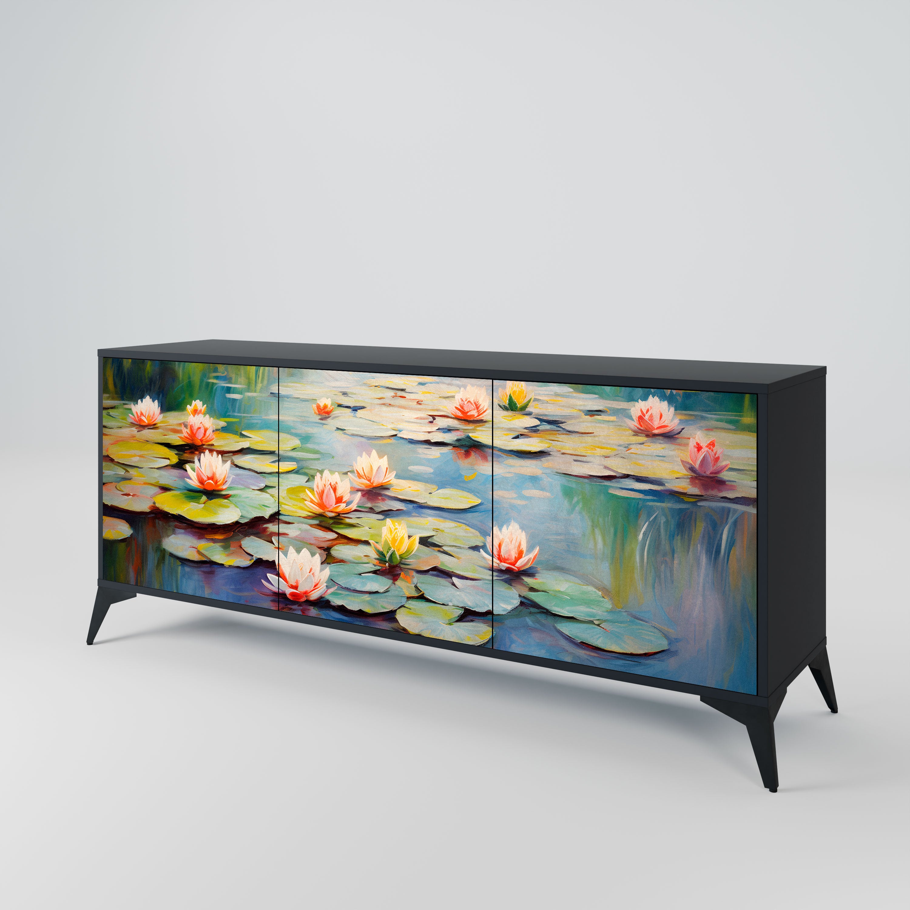 BLOOMING WATERS Komoda 3-drzwiowa korpus Czarny