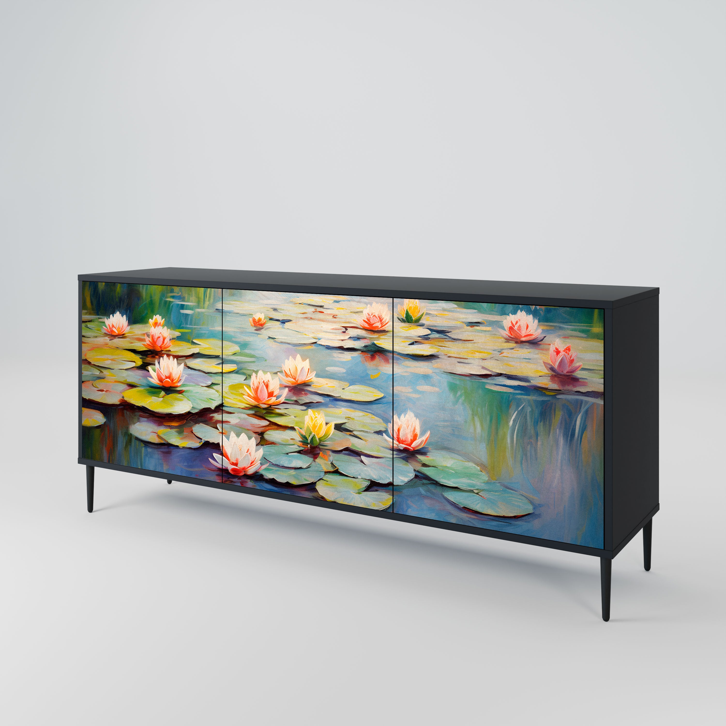 BLOOMING WATERS Komoda 3-drzwiowa korpus Czarny