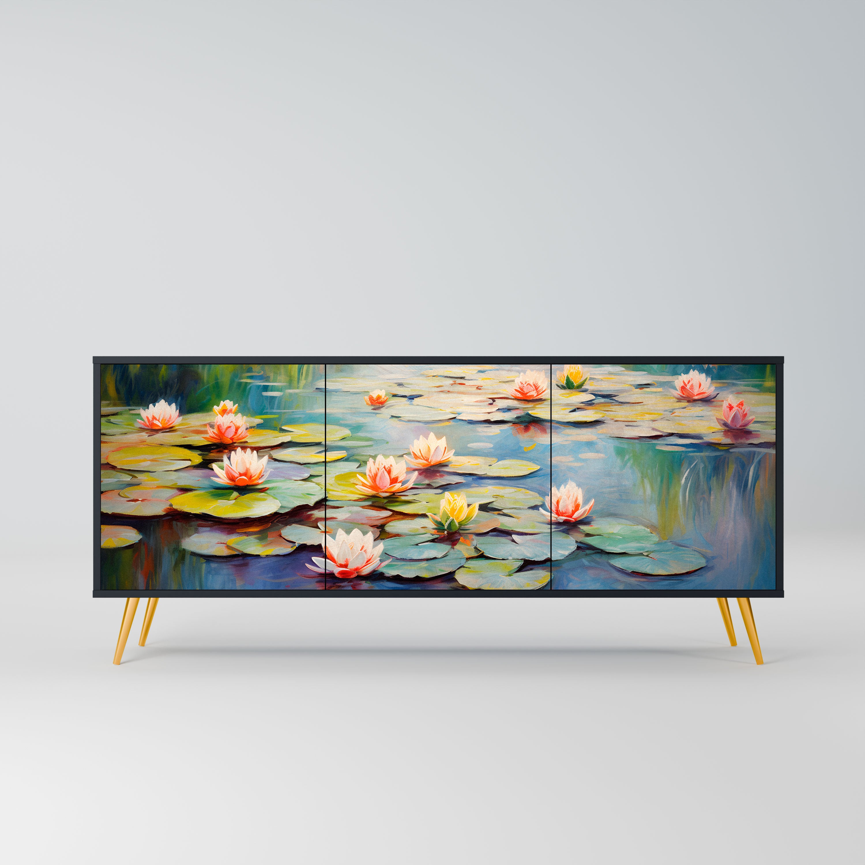 BLOOMING WATERS Komoda 3-drzwiowa korpus Czarny