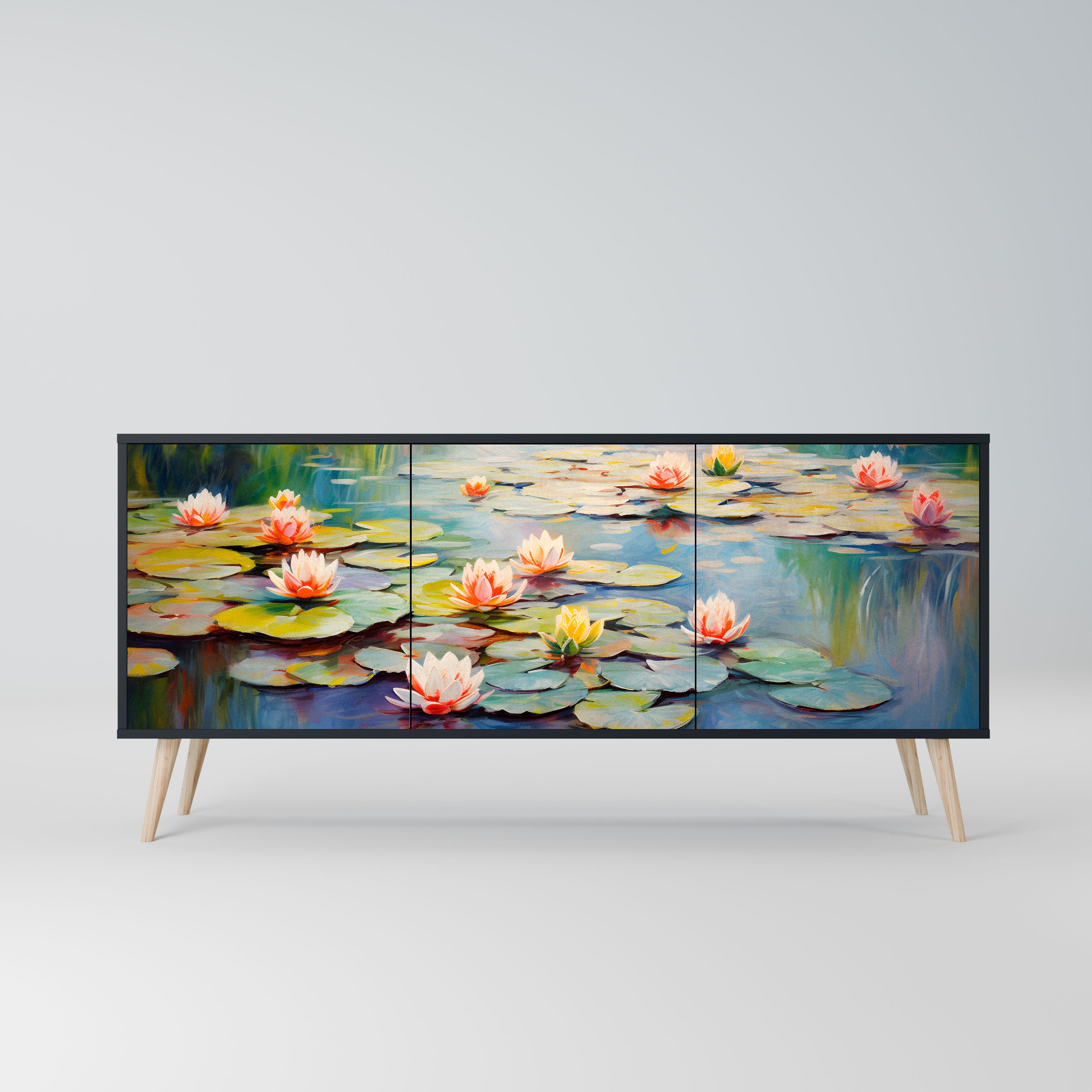 BLOOMING WATERS Komoda 3-drzwiowa korpus Czarny