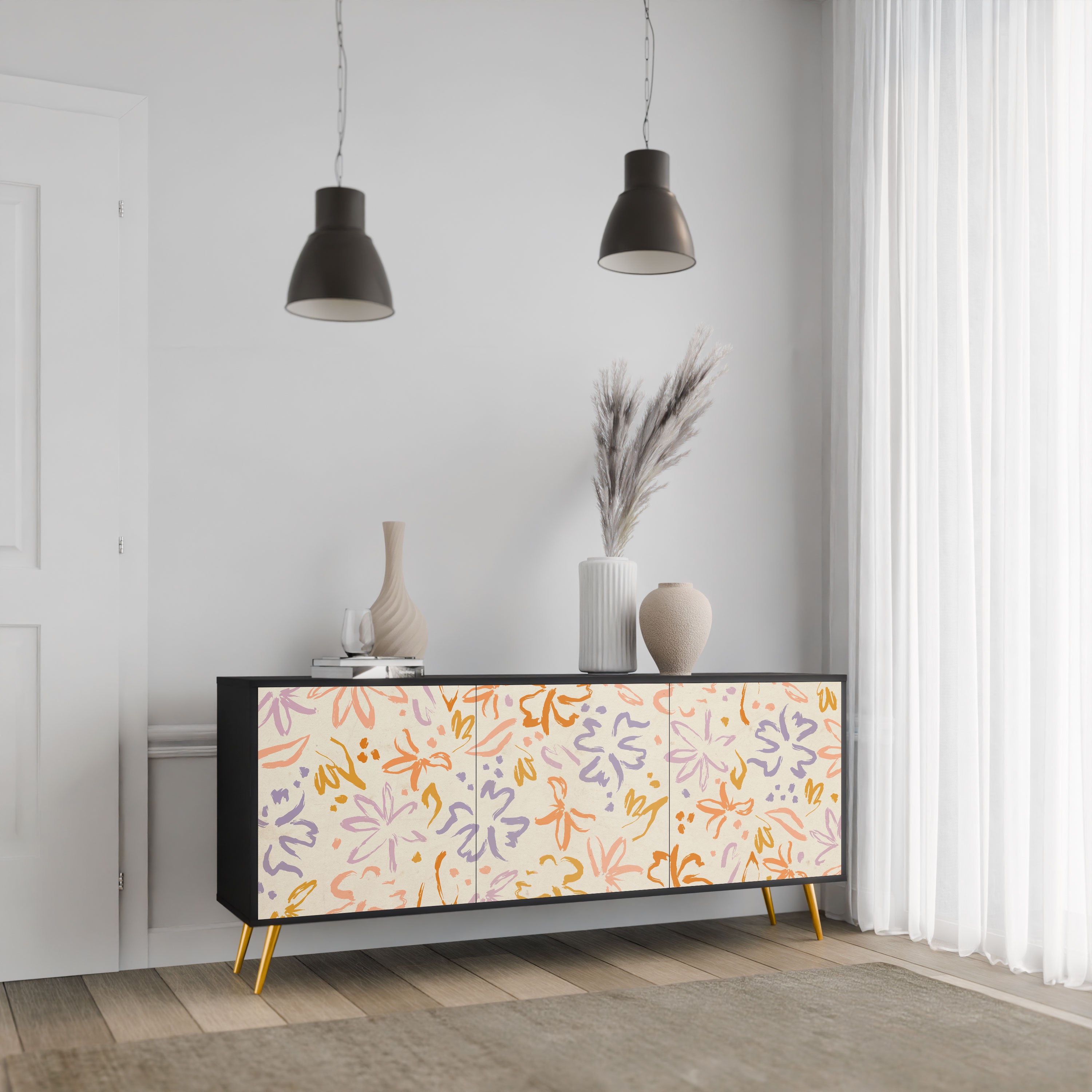 SPRING WHIMSY Komoda 3-drzwiowa korpus Czarny
