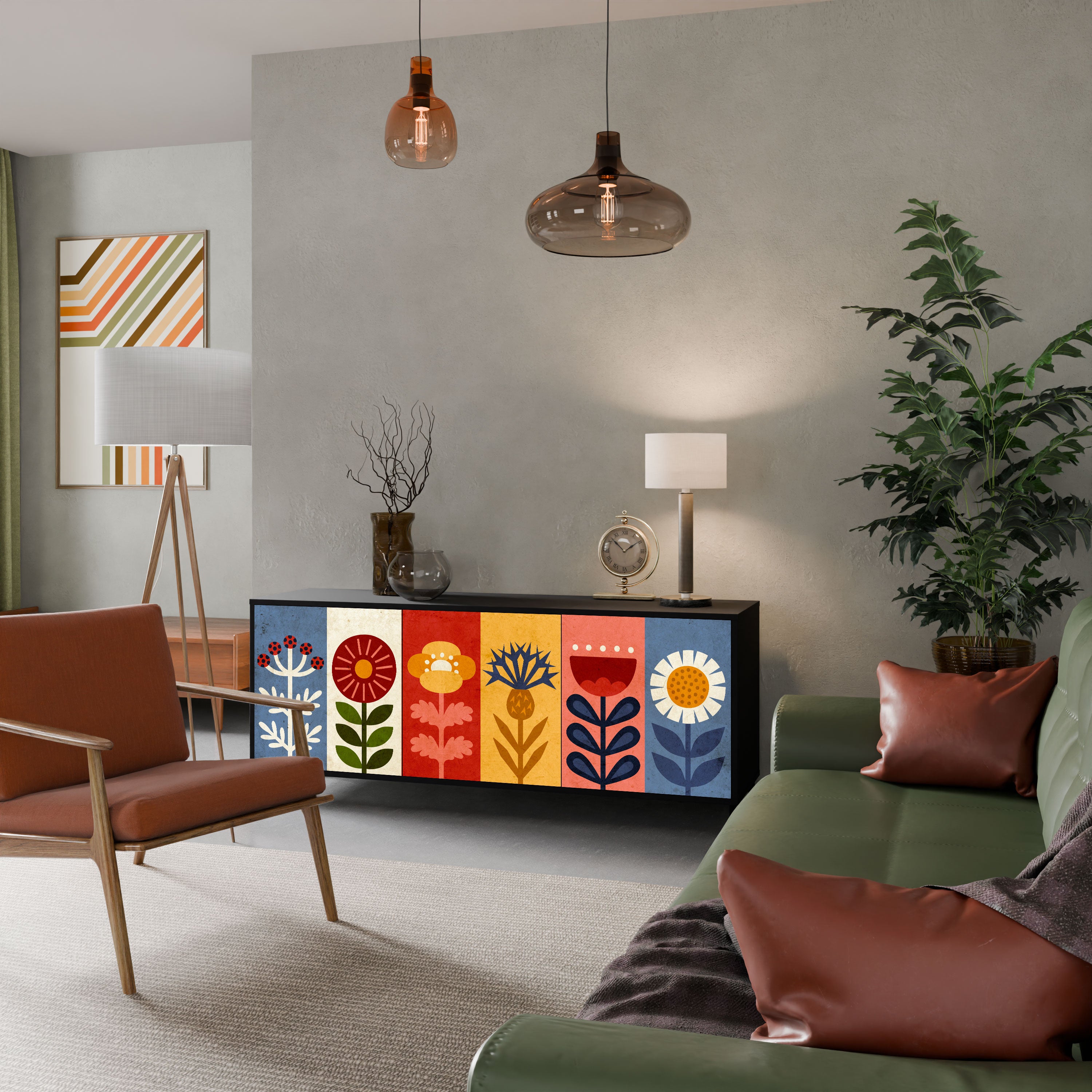 SCANDIC FLOWERET Komoda 3-drzwiowa korpus Czarny