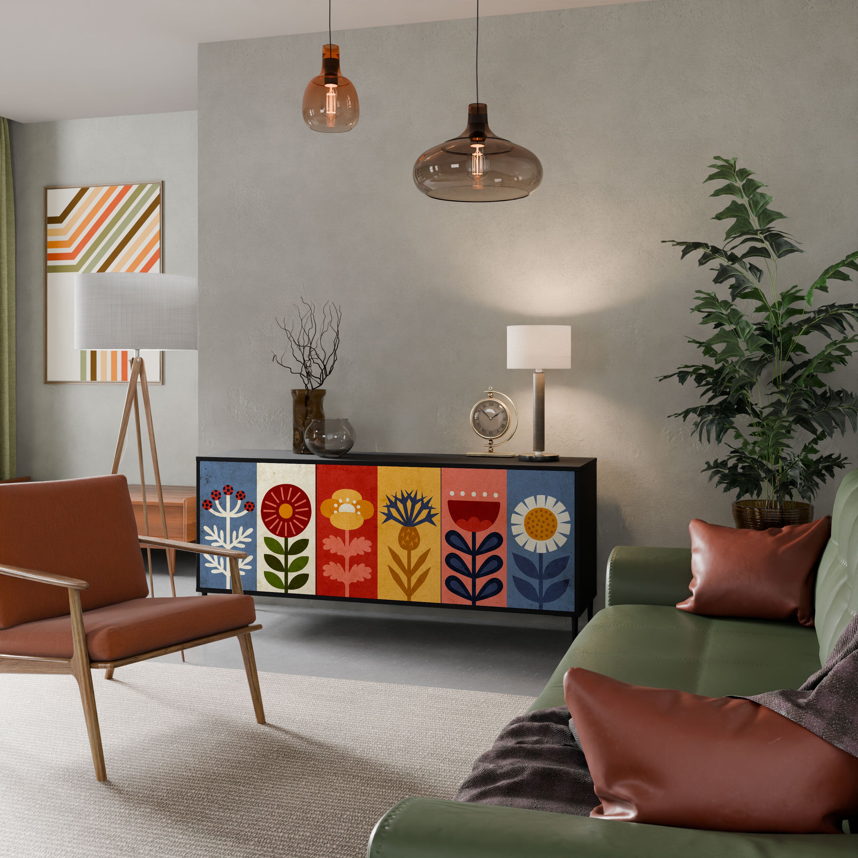 SCANDIC FLOWERET Komoda 3-drzwiowa korpus Czarny