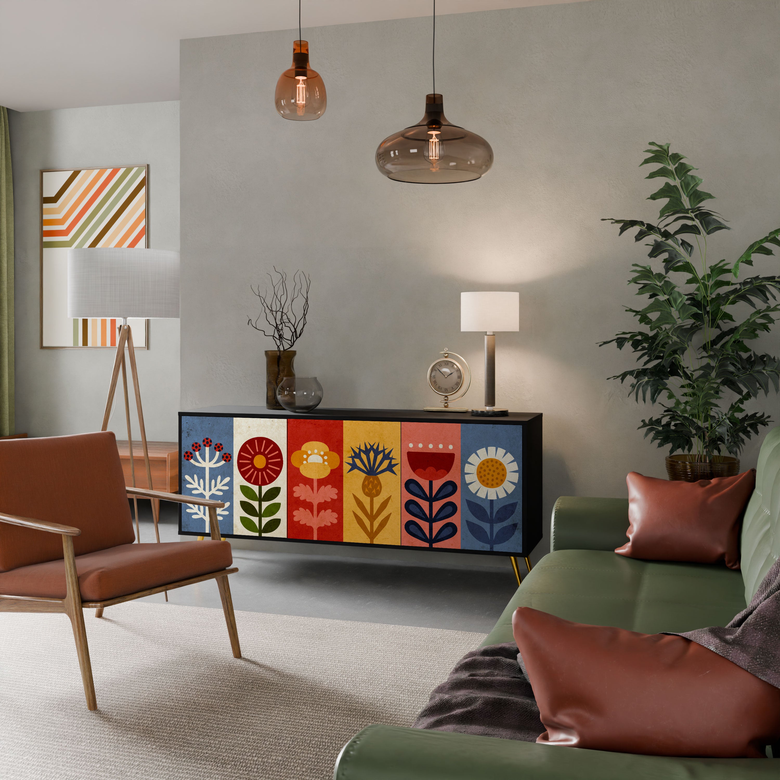 SCANDIC FLOWERET Komoda 3-drzwiowa korpus Czarny