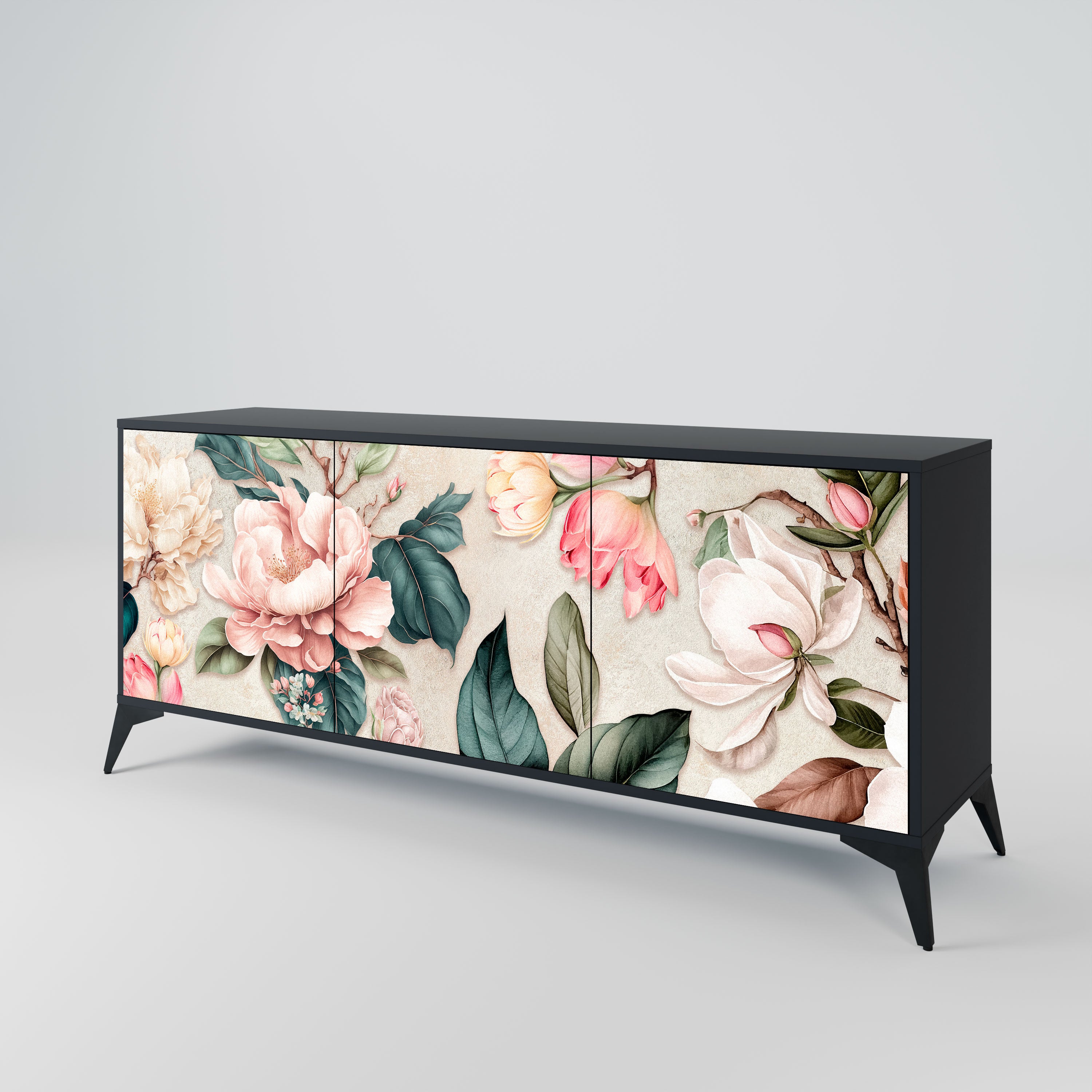 FLORAL GRACE Komoda 3-drzwiowa korpus Czarny