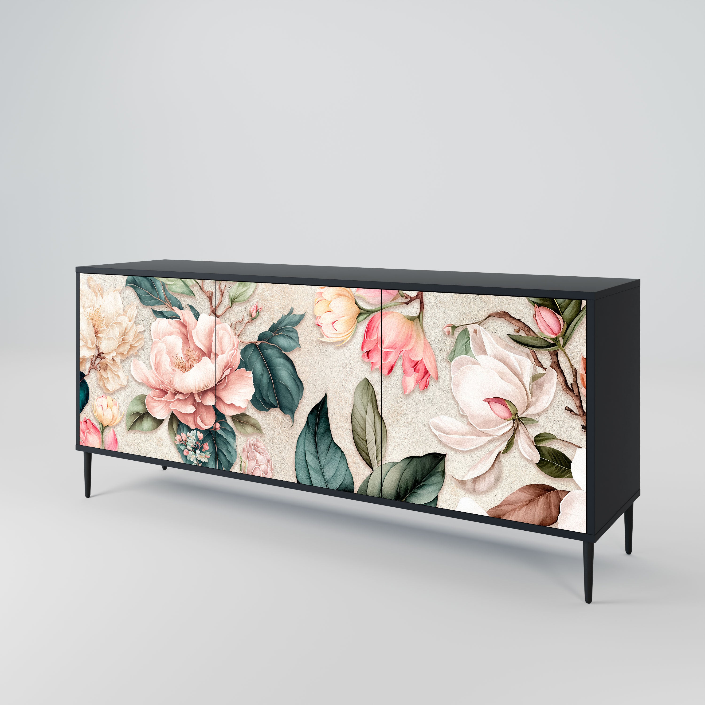 FLORAL GRACE Komoda 3-drzwiowa korpus Czarny