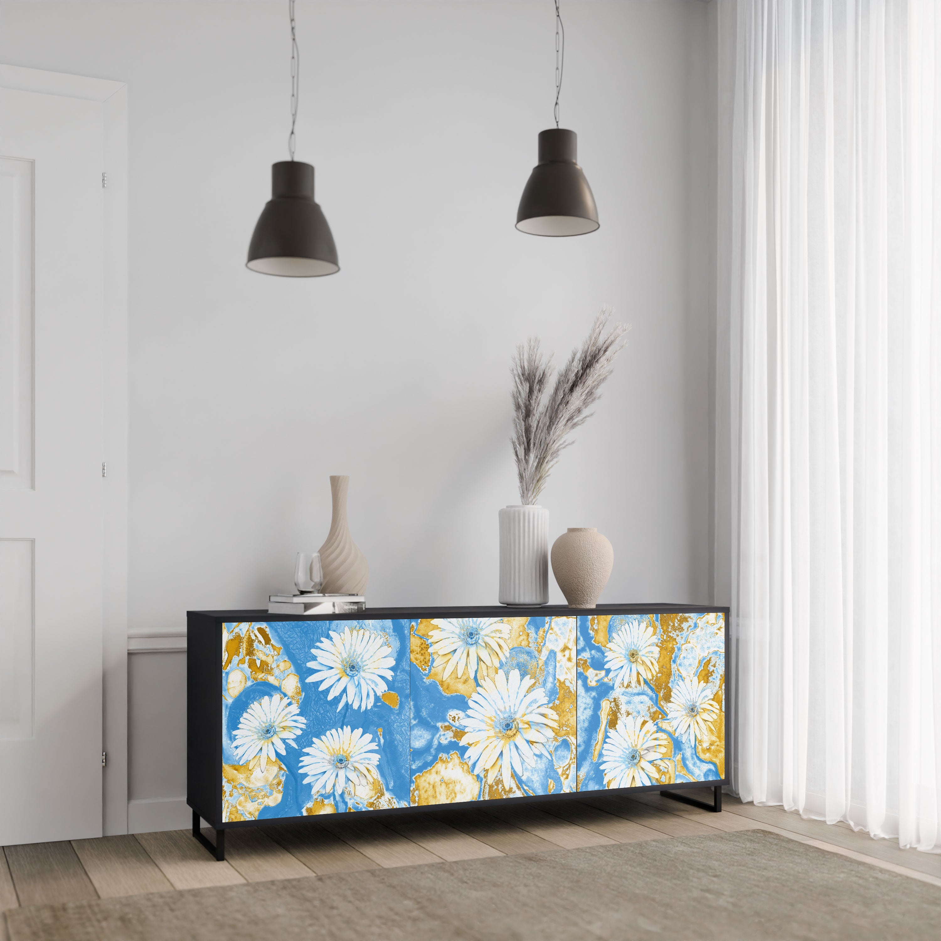 DAISY LUXE Komoda 3-drzwiowa korpus Czarny