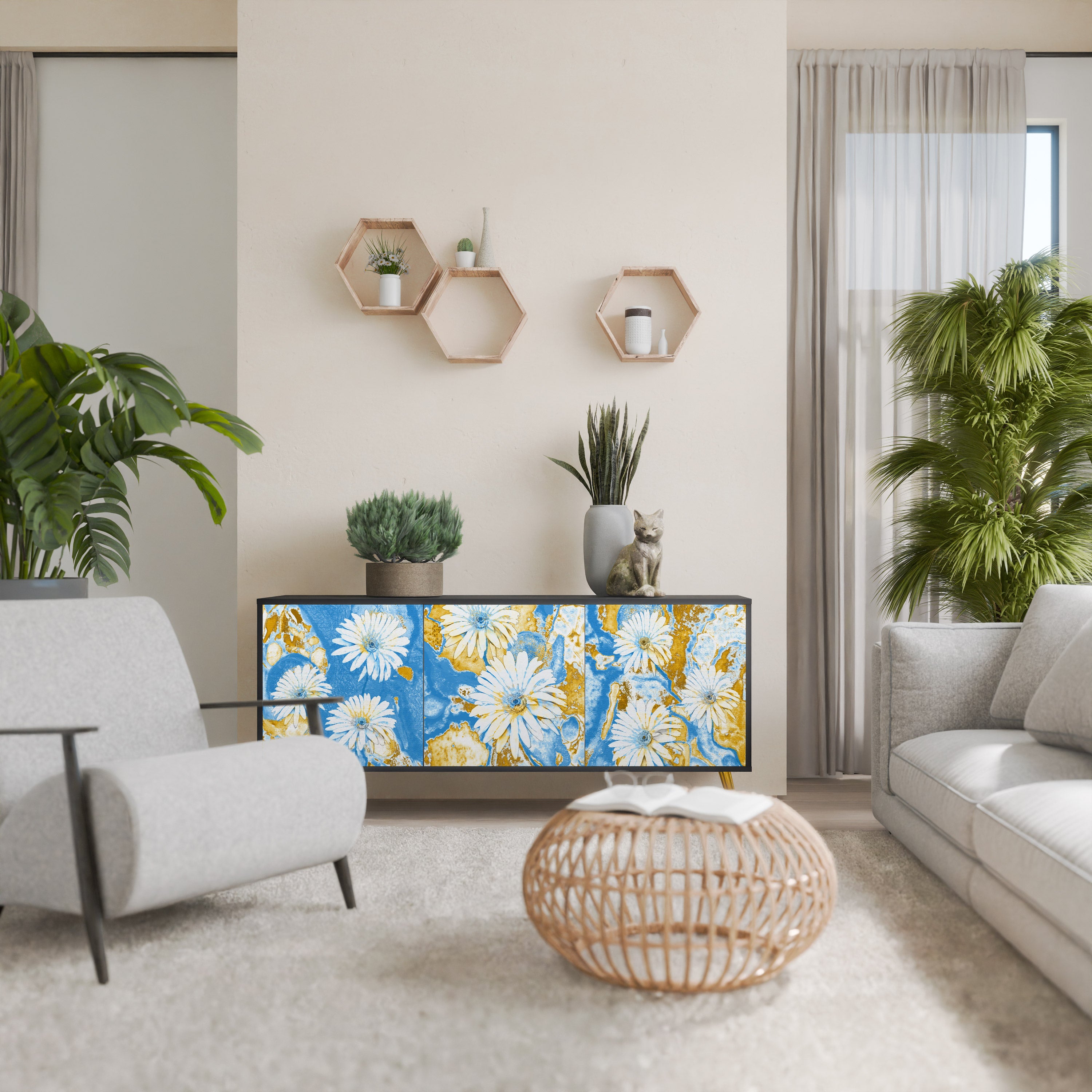 DAISY LUXE Komoda 3-drzwiowa korpus Czarny