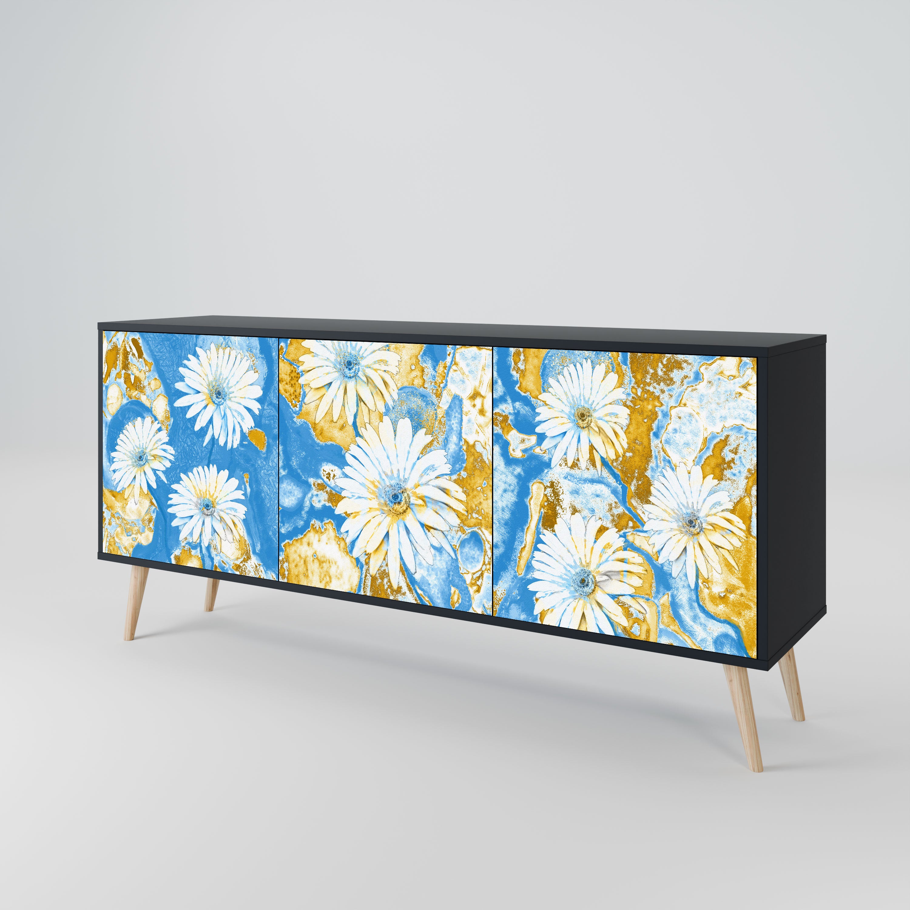 DAISY LUXE Komoda 3-drzwiowa korpus Czarny