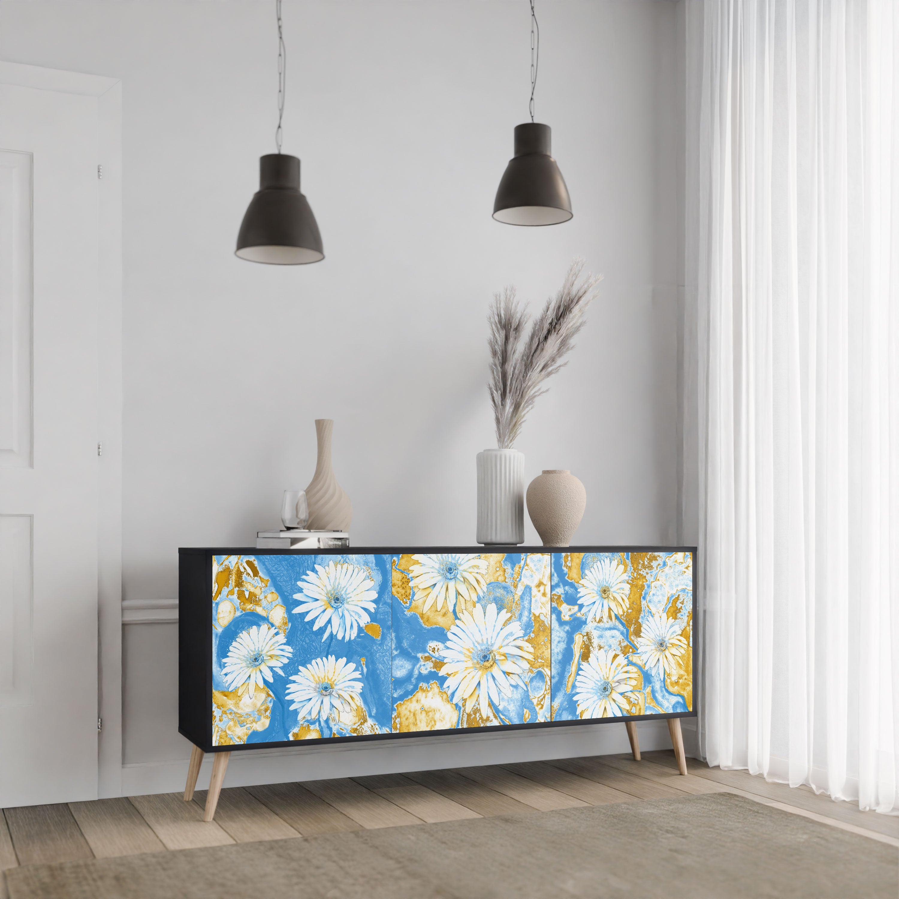 DAISY LUXE Komoda 3-drzwiowa korpus Czarny