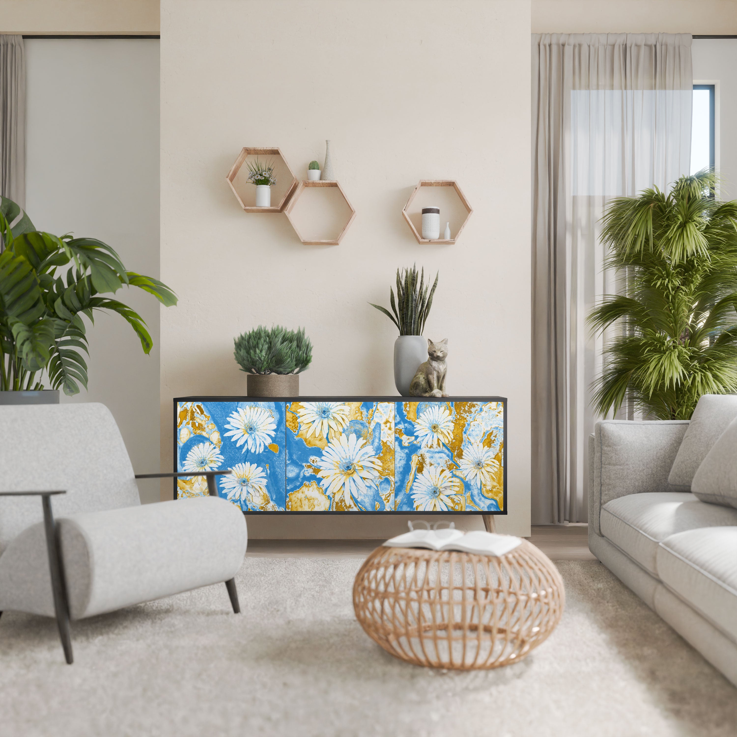 DAISY LUXE Komoda 3-drzwiowa korpus Czarny