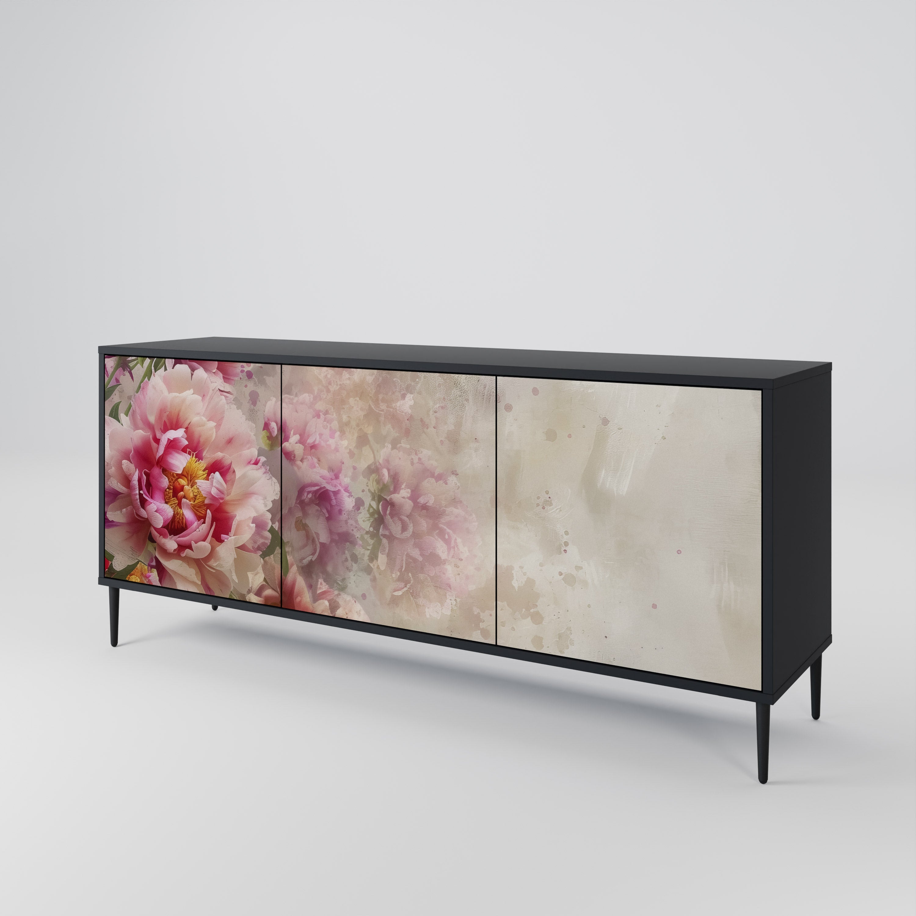 PEONY WHISPER Komoda 3-drzwiowa korpus Czarny