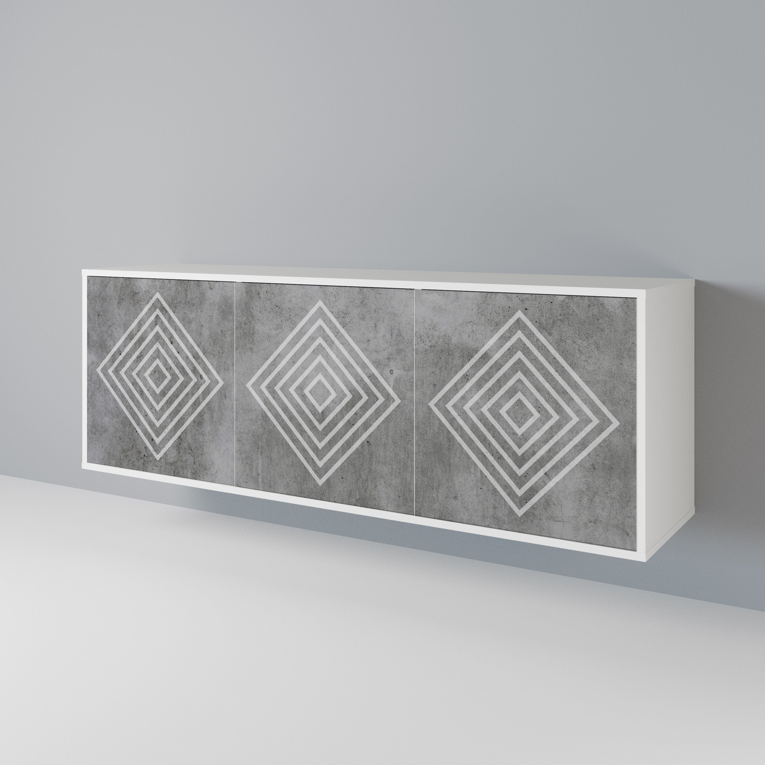 POLYGONAL ARTISTRY Komoda 3-drzwiowa korpus Biały