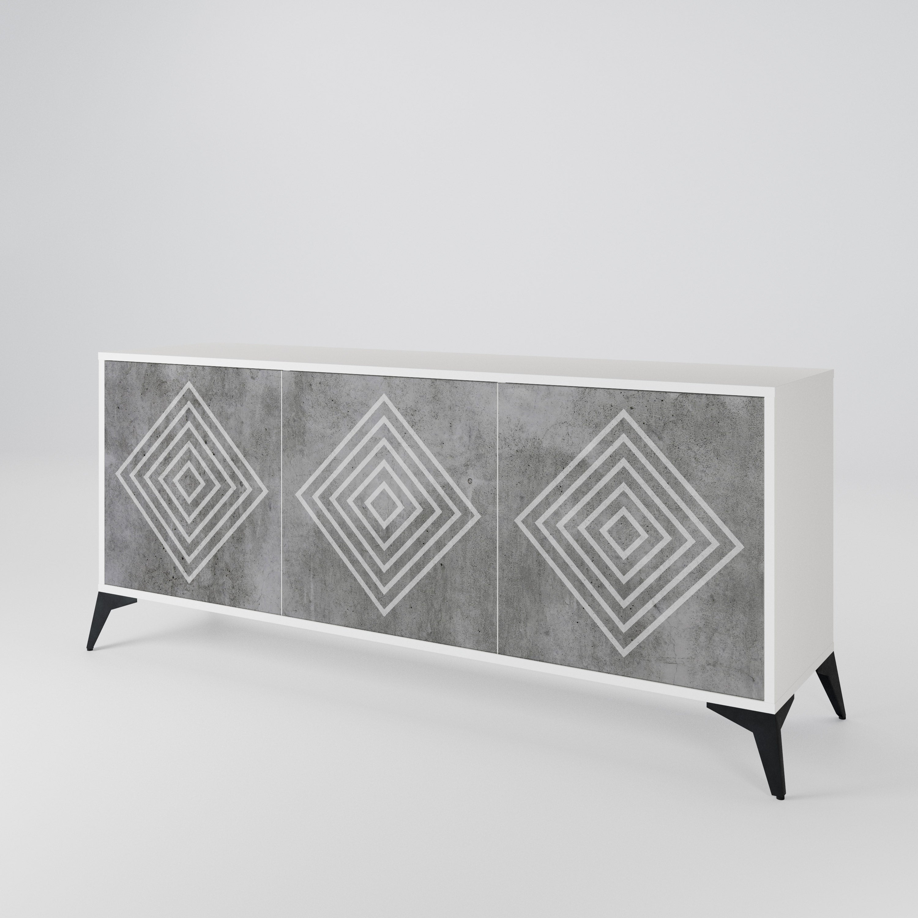 POLYGONAL ARTISTRY Komoda 3-drzwiowa korpus Biały