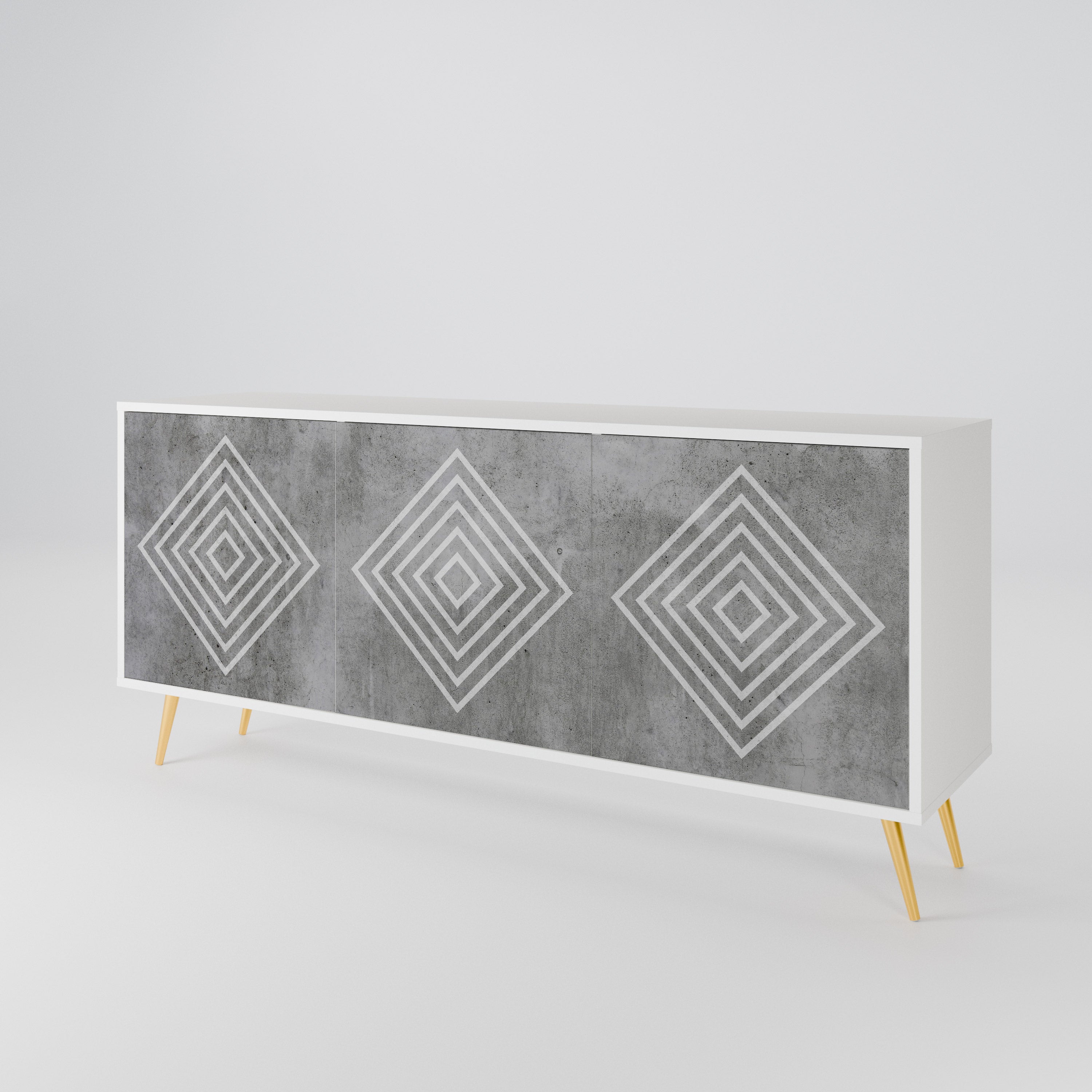 POLYGONAL ARTISTRY Komoda 3-drzwiowa korpus Biały