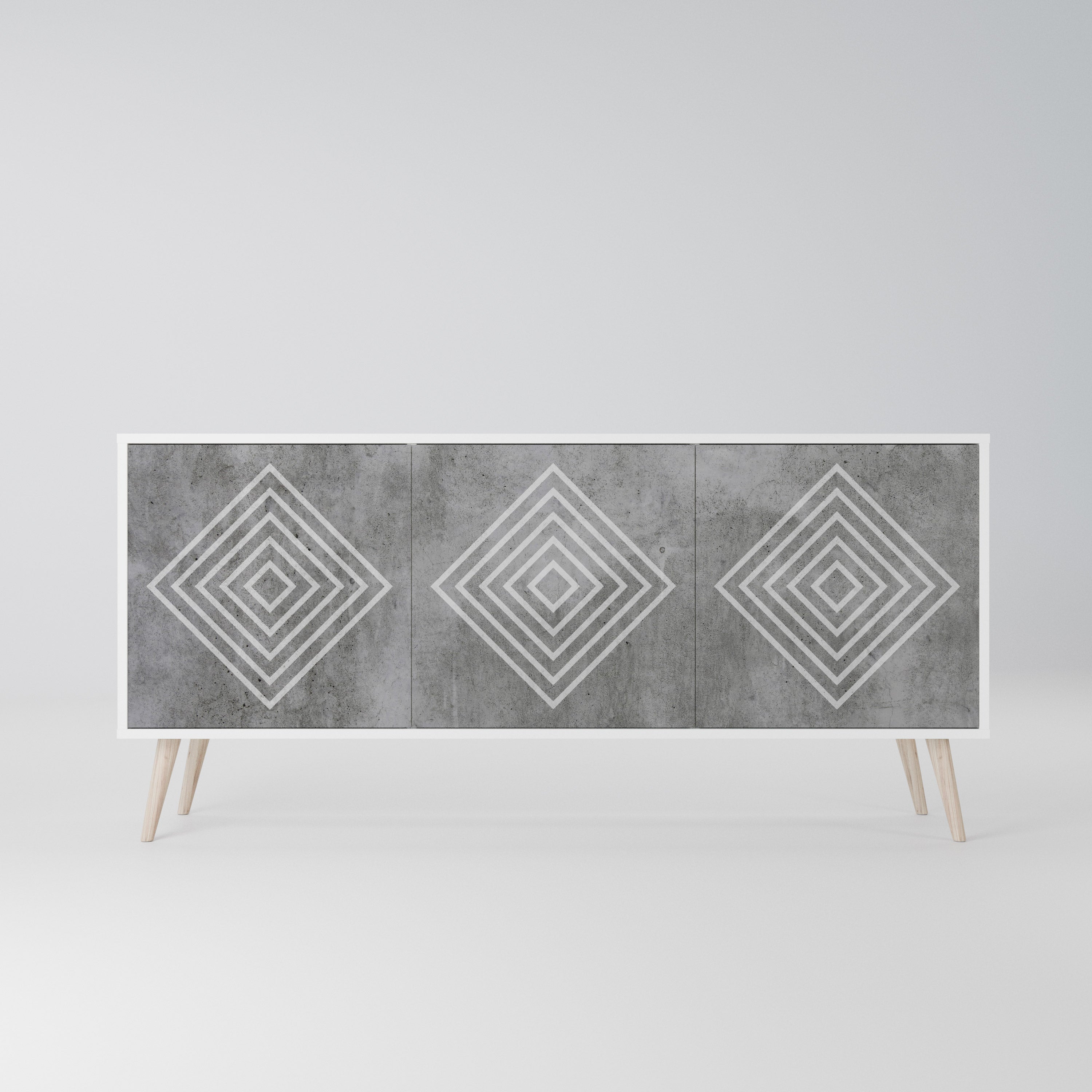 POLYGONAL ARTISTRY Komoda 3-drzwiowa korpus Biały
